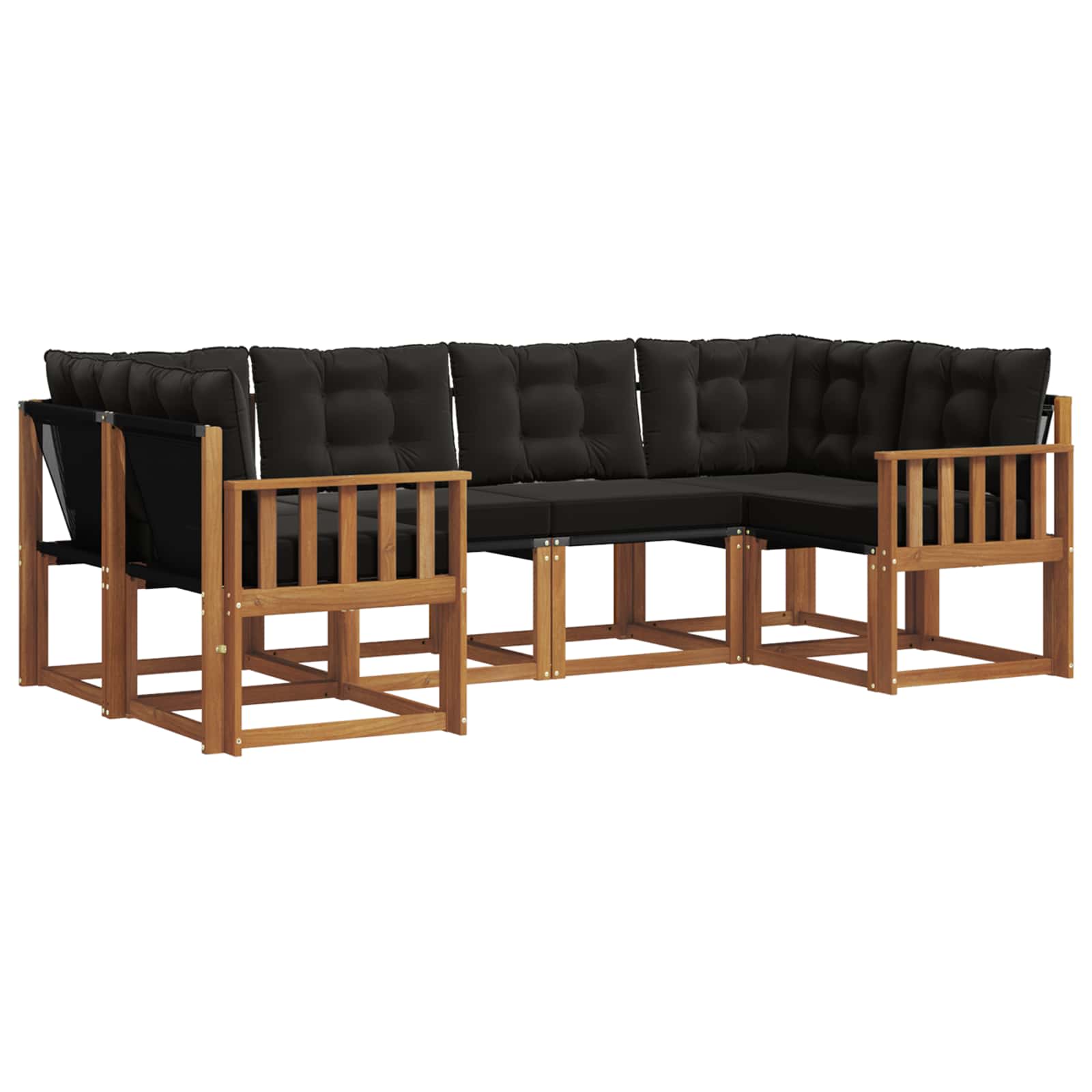 Ensemble de canapés d'extérieur 6 pcs Naturel et noir - XIOS