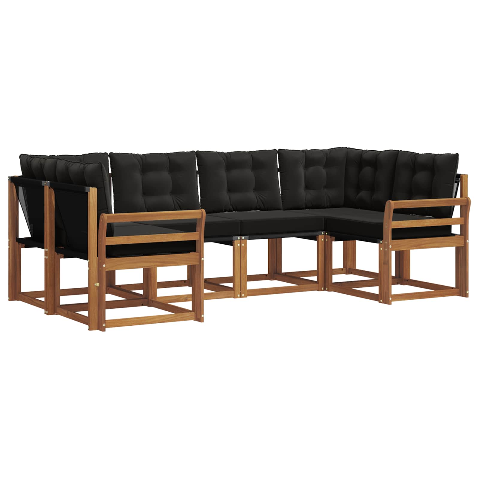 Ensemble de canapés d'extérieur 6 pcs Naturel et noir - XIOS