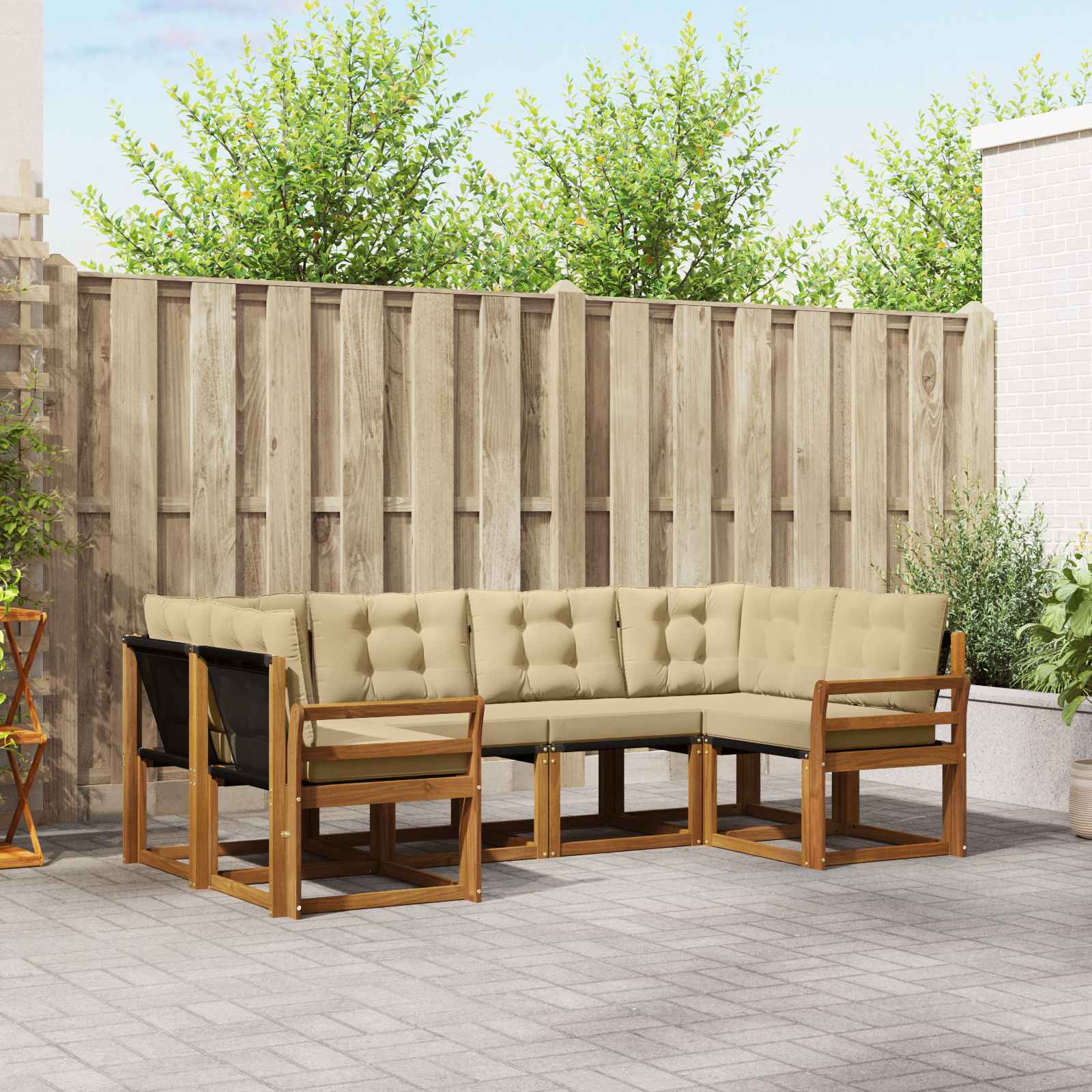 Ensemble de canapés d'extérieur 6 pc Naturel et Beige