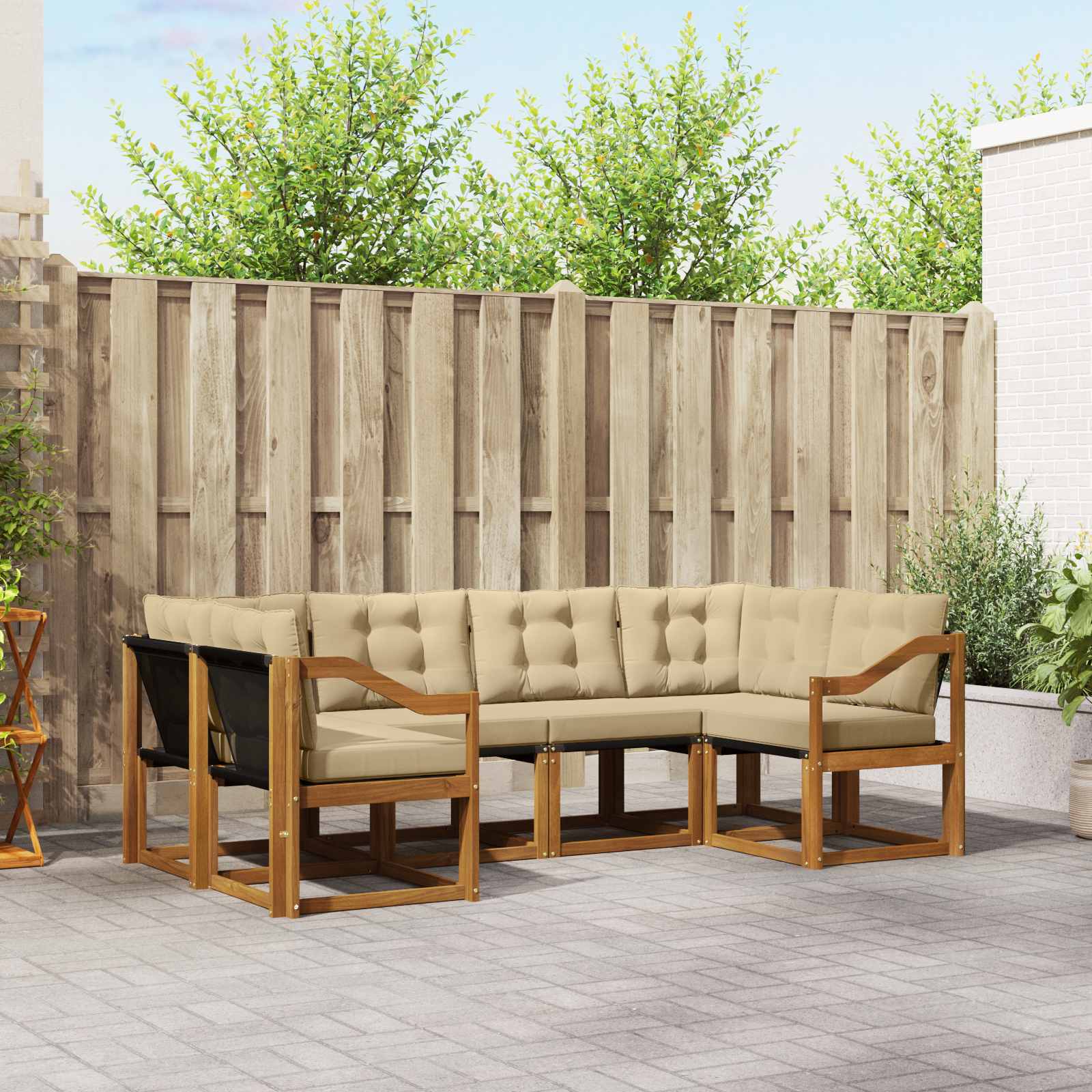 Ensemble de canapés d'extérieur 6 pcs Naturel et Beige - XIOS