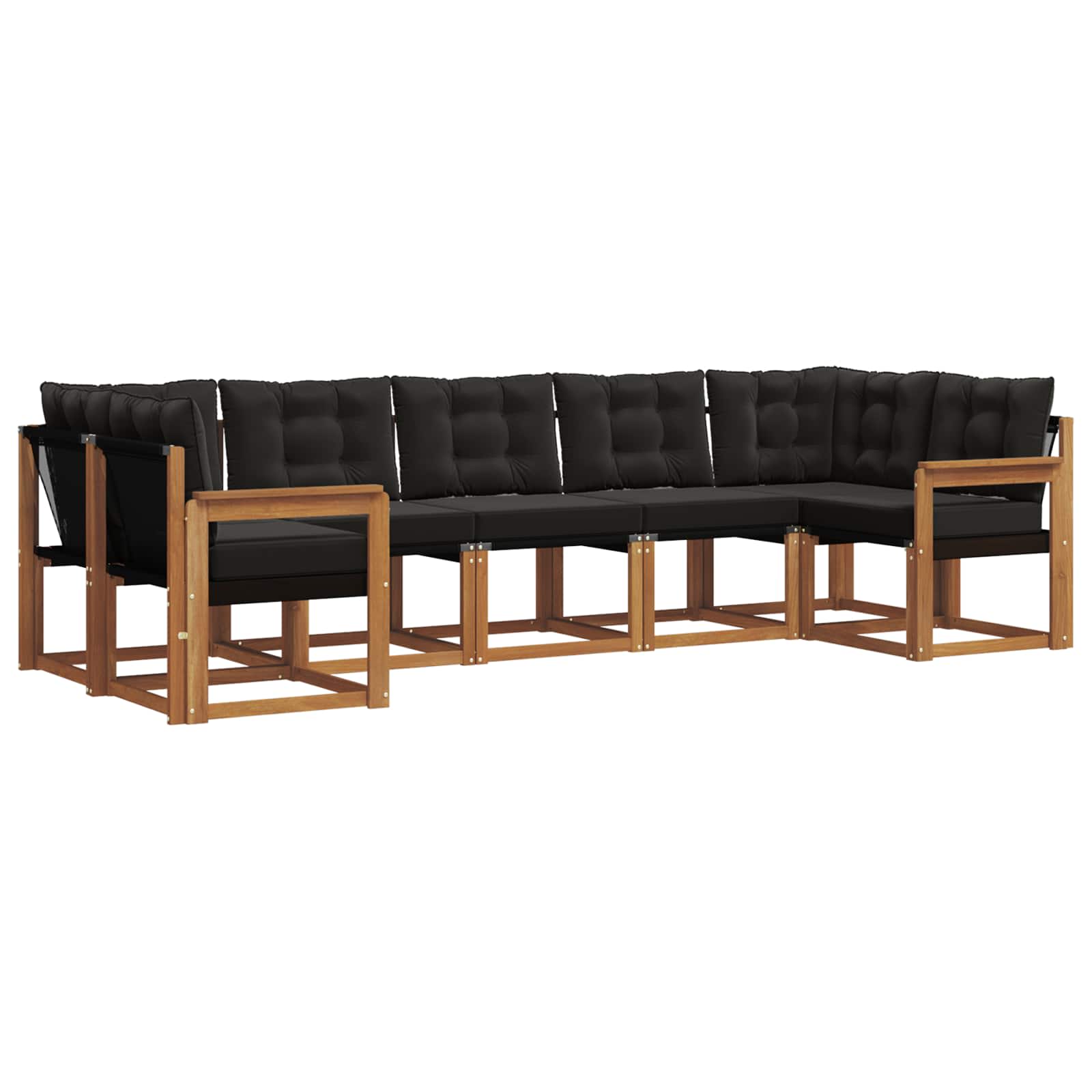 Ensemble de canapés d'extérieur 7 pcs Naturel et Noir - XIOS