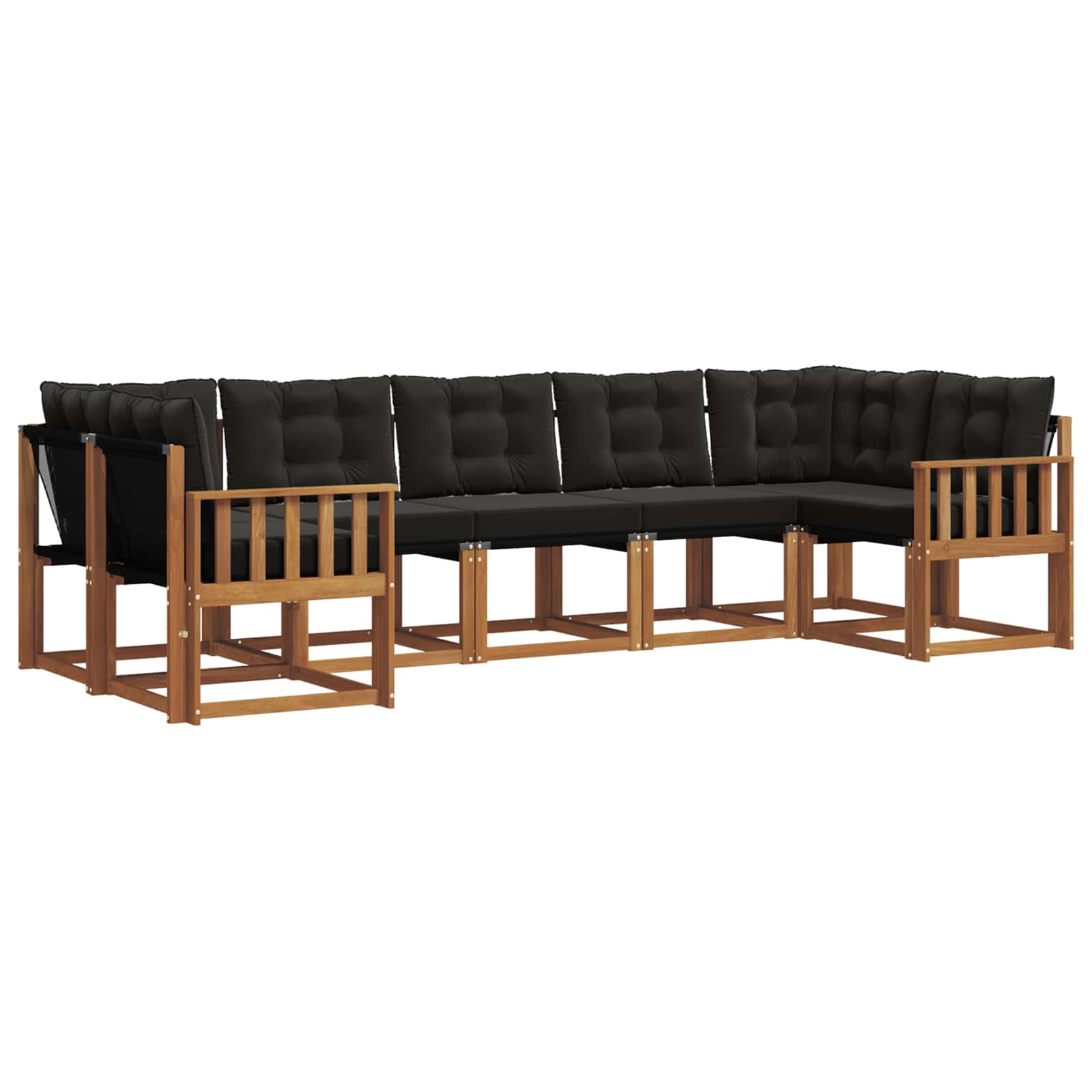 Ensemble de canapés d'extérieur 7 pcs Naturel et Noir - XIOS