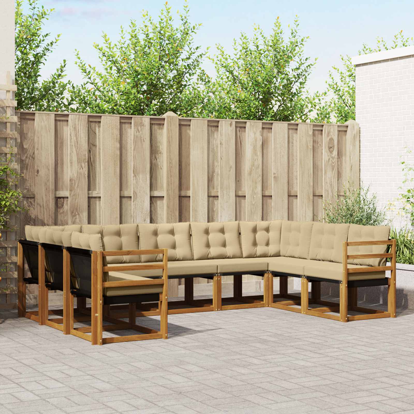 Ensemble de canapés d'extérieur 9 pcs Naturel et Beige - XIOS