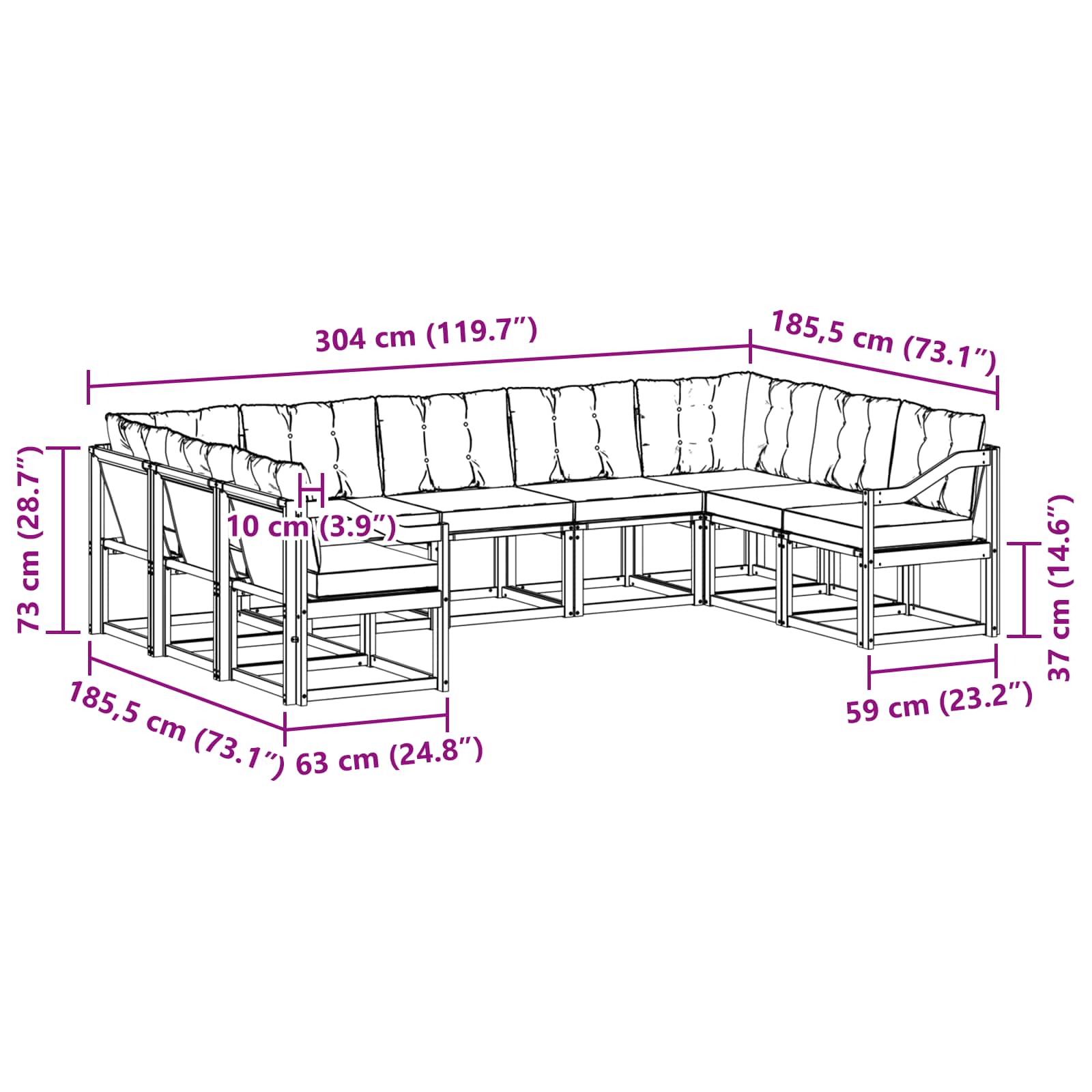 Ensemble de canapés d'extérieur 9 pcs Naturel et Beige - XIOS