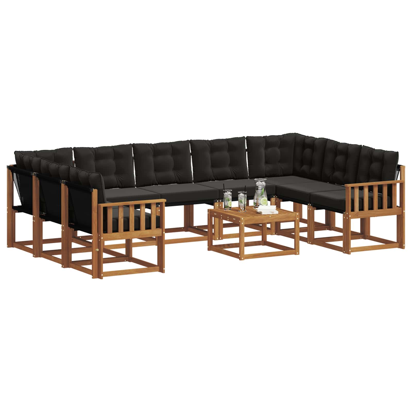 Ensemble de canapés d'extérieur 10 pcs Naturel et Noir - XIOS