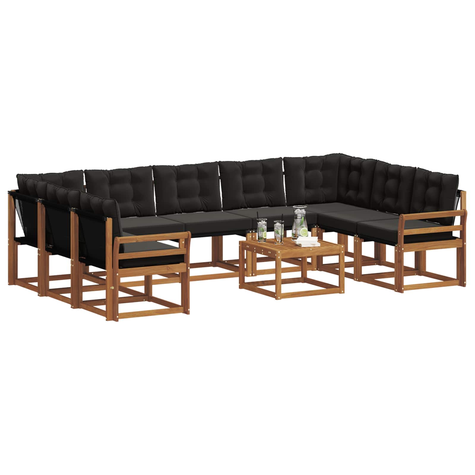 Ensemble de canapés d'extérieur 10 pcs Naturel et Noir - XIOS