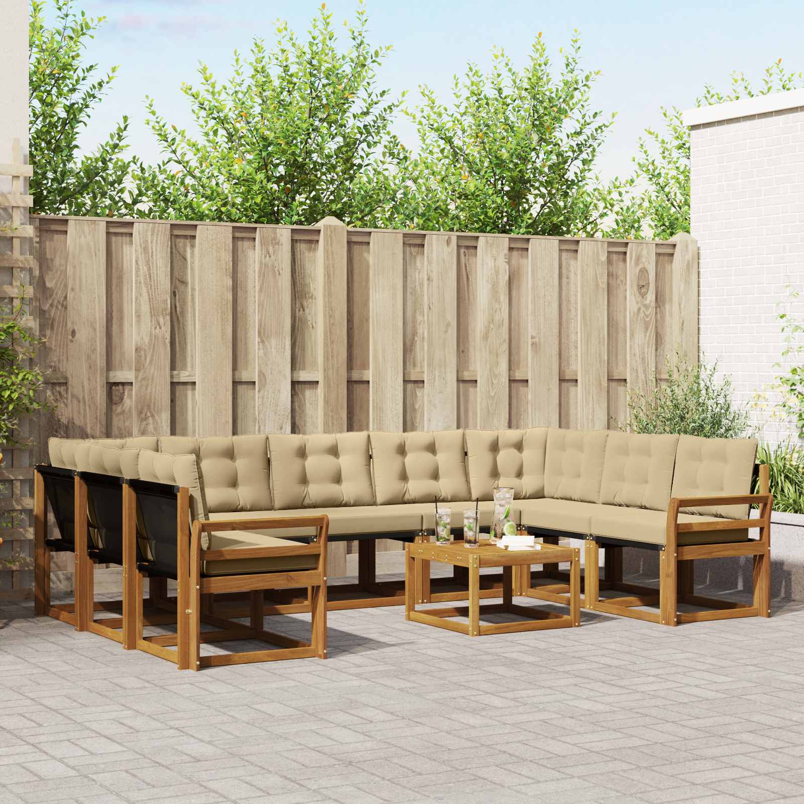 Ensemble de canapés d'extérieur 10 pcs Naturel et Beige - XIOS