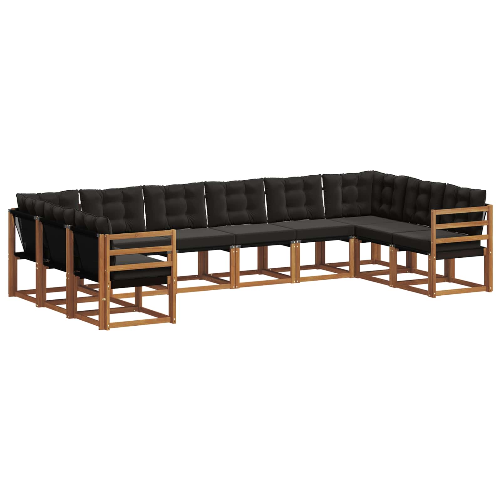 Ensemble de canapés d'extérieur 10 pcs Naturel et Noir - XIOS