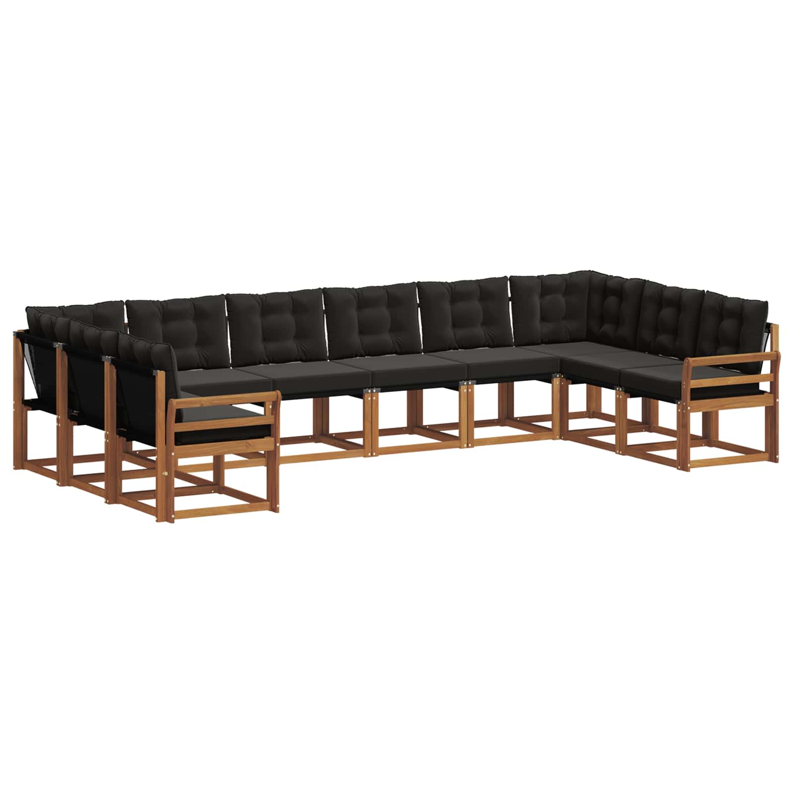 Ensemble de canapés d'extérieur 10 pcs Naturel et Noir - XIOS