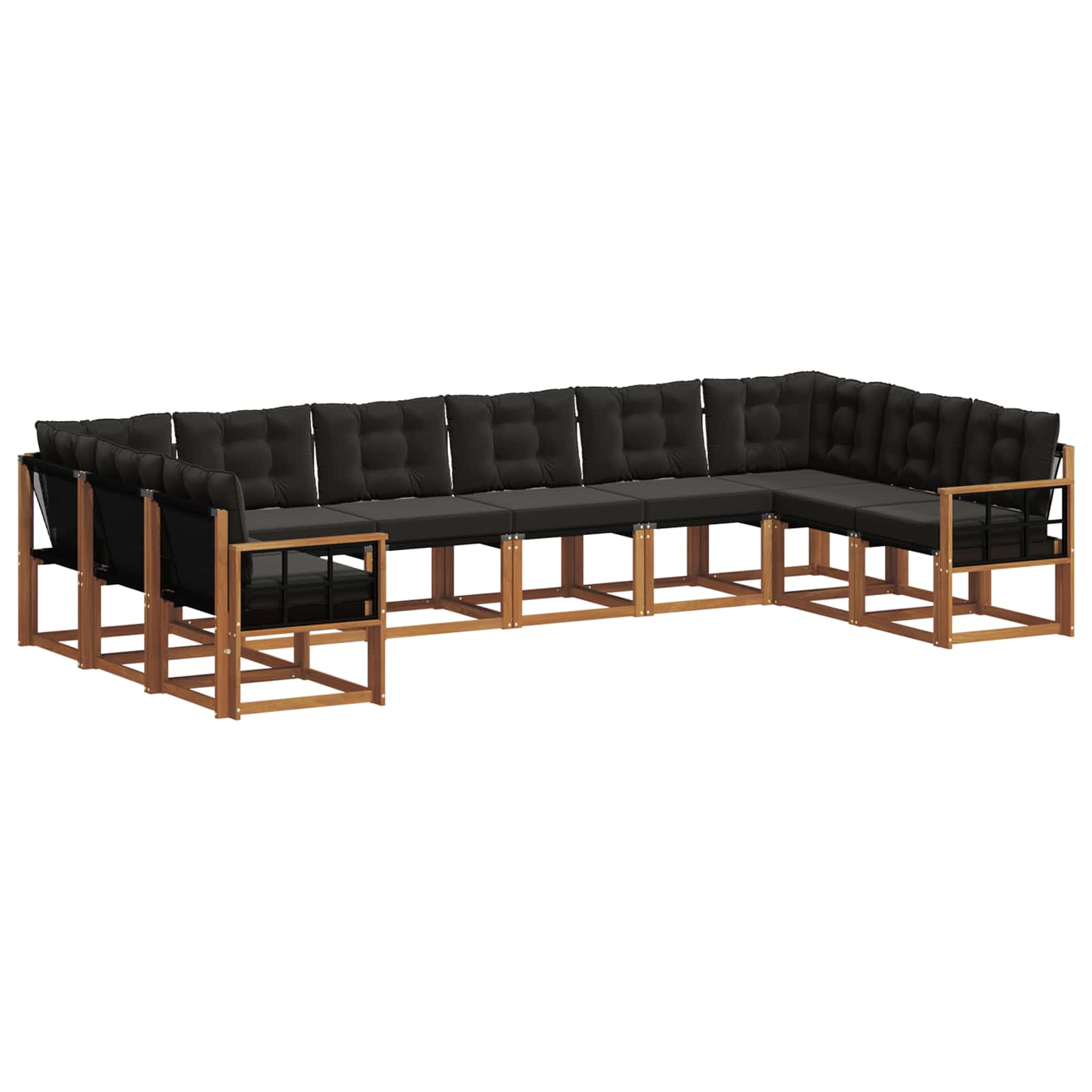 Ensemble de canapés d'extérieur 10 pcs Naturel et Noir - XIOS