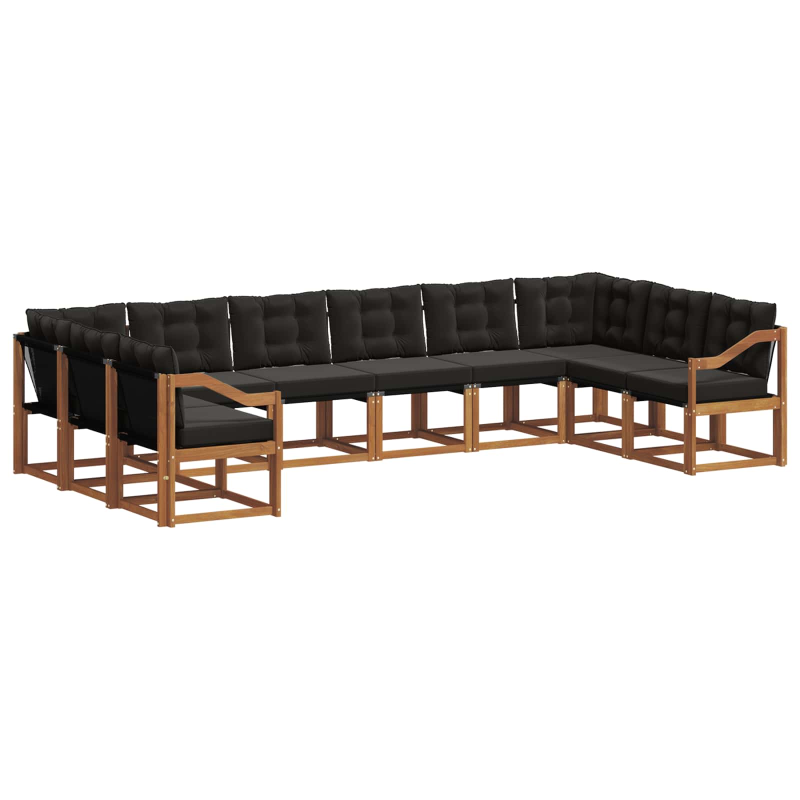 Ensemble de canapés d'extérieur 10 pcs Naturel et Noir - XIOS