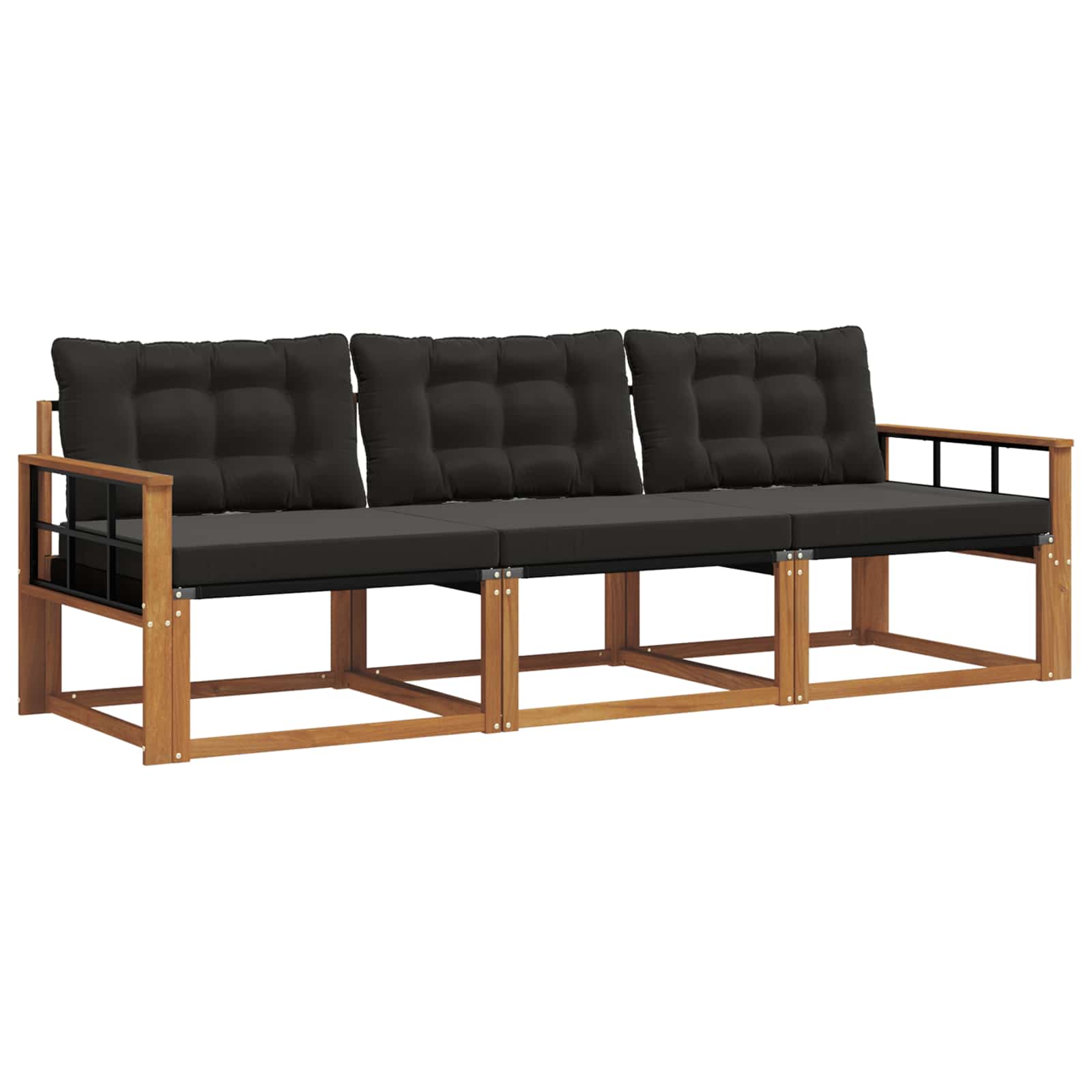 Ensemble de canapés d'extérieur 3 pcs Naturel et Noir - XIOS
