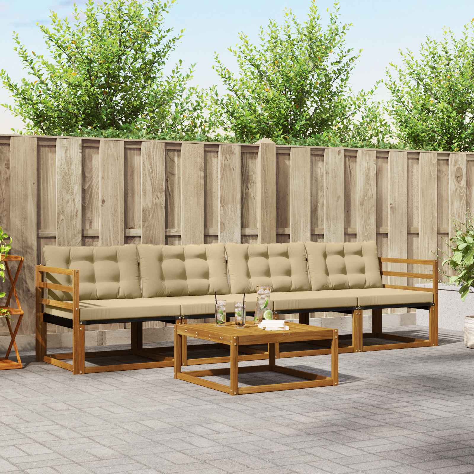 Ensemble de canapés d'extérieur 5 pcs Naturel et Beige - XIOS