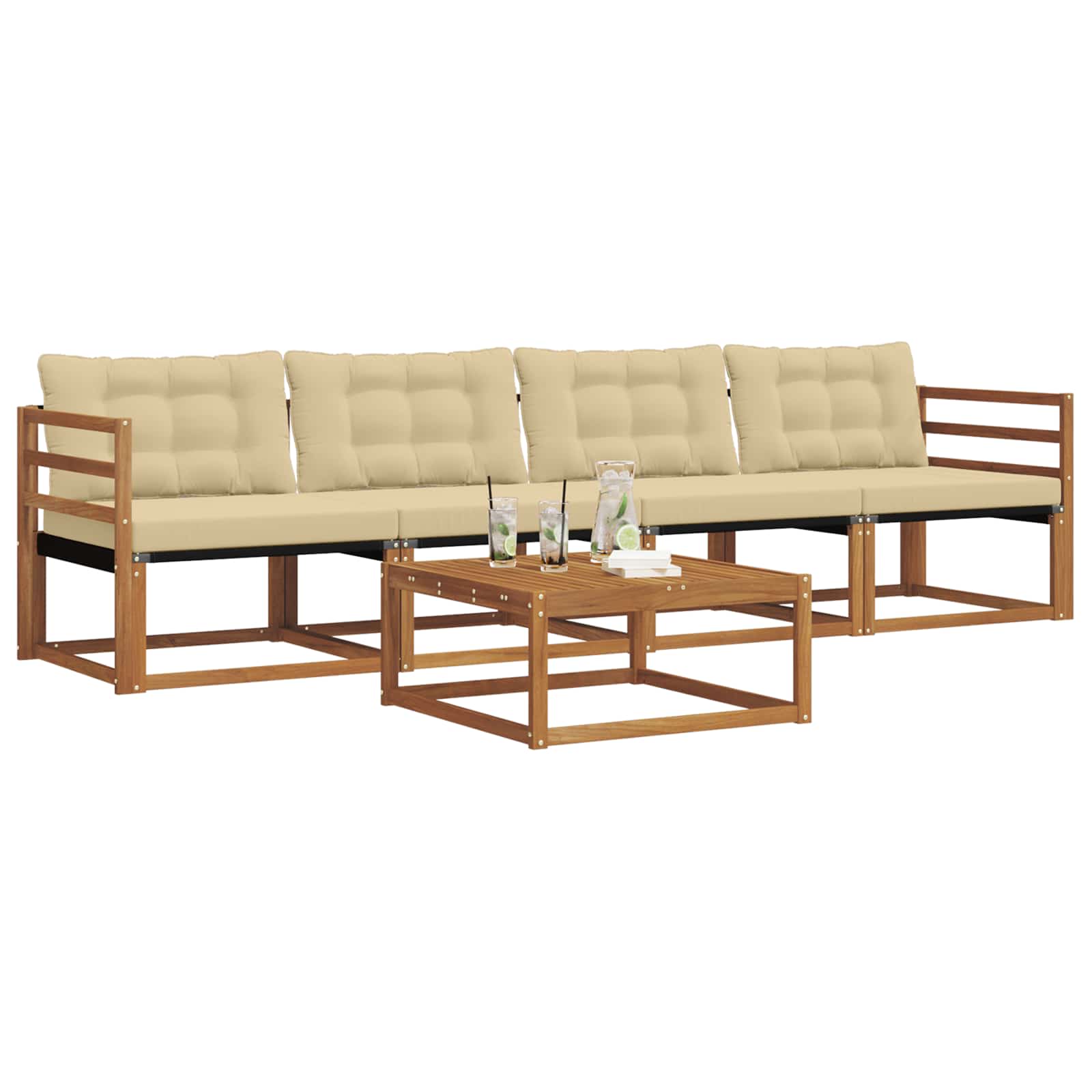 Ensemble de canapés d'extérieur 5 pcs Naturel et Beige - XIOS