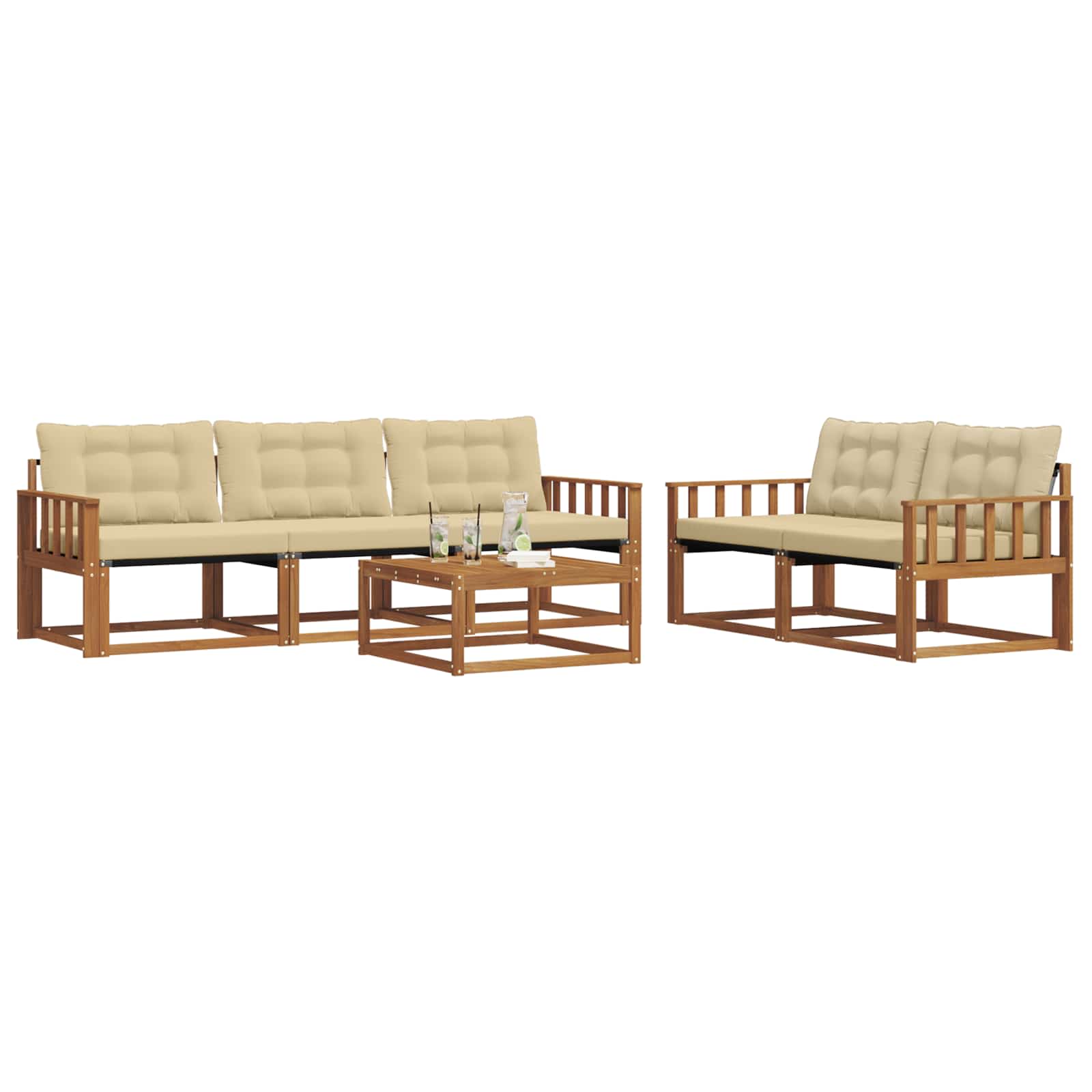 Ensemble de canapés d'extérieur 6 pcs Naturel et Beige - XIOS