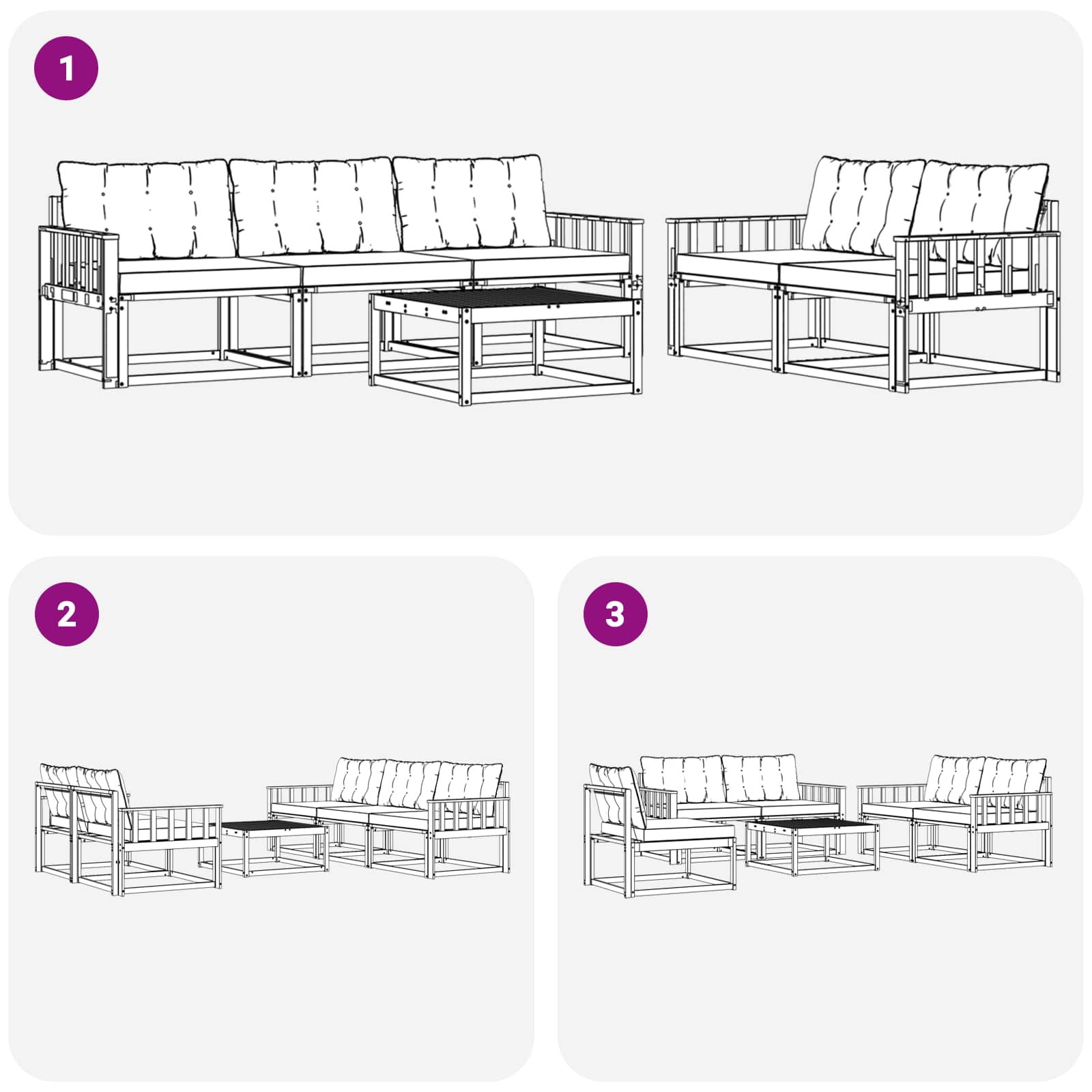 Ensemble de canapés d'extérieur 6 pcs Naturel et Beige - XIOS