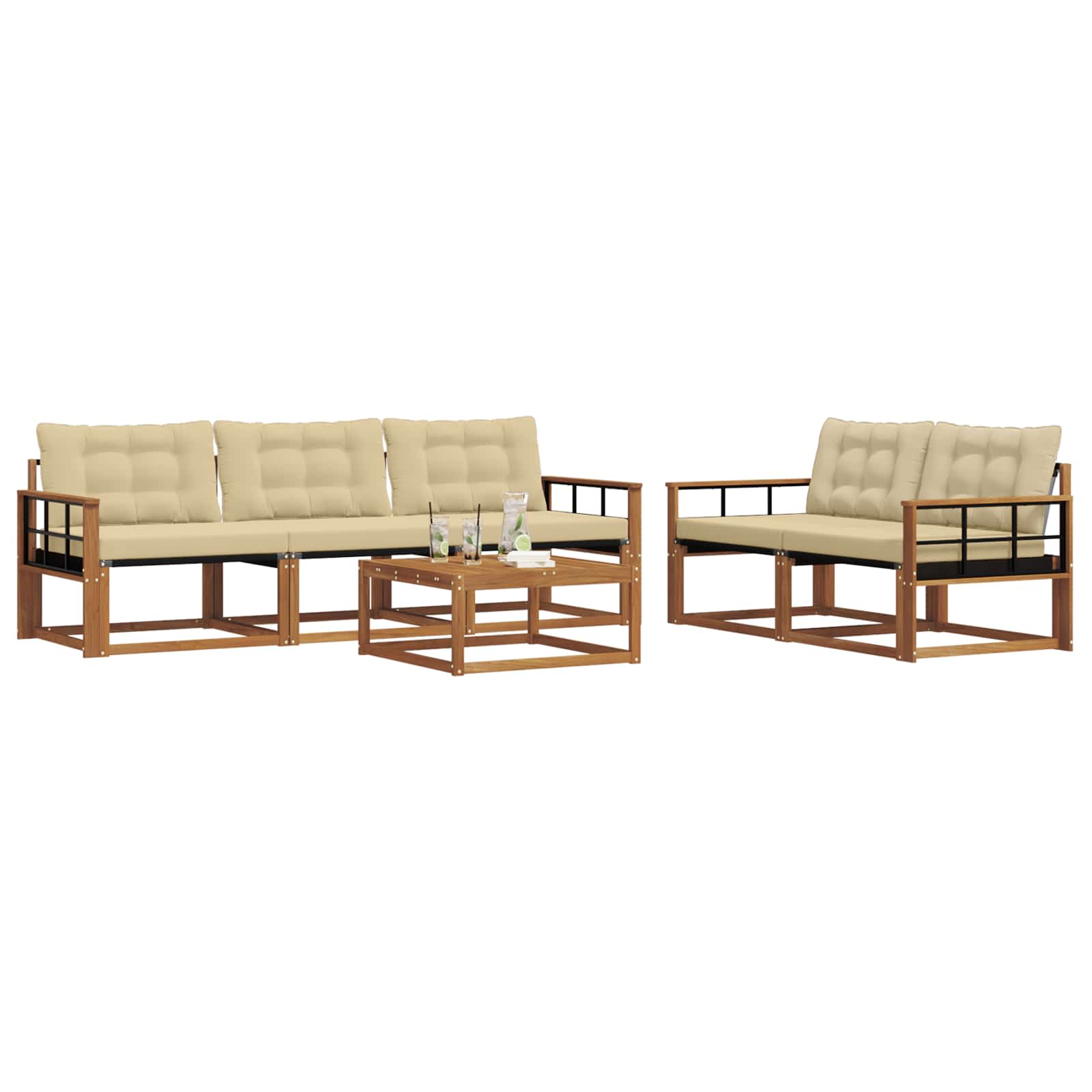 Ensemble de canapés d'extérieur 6 pcs Naturel et Beige - XIOS