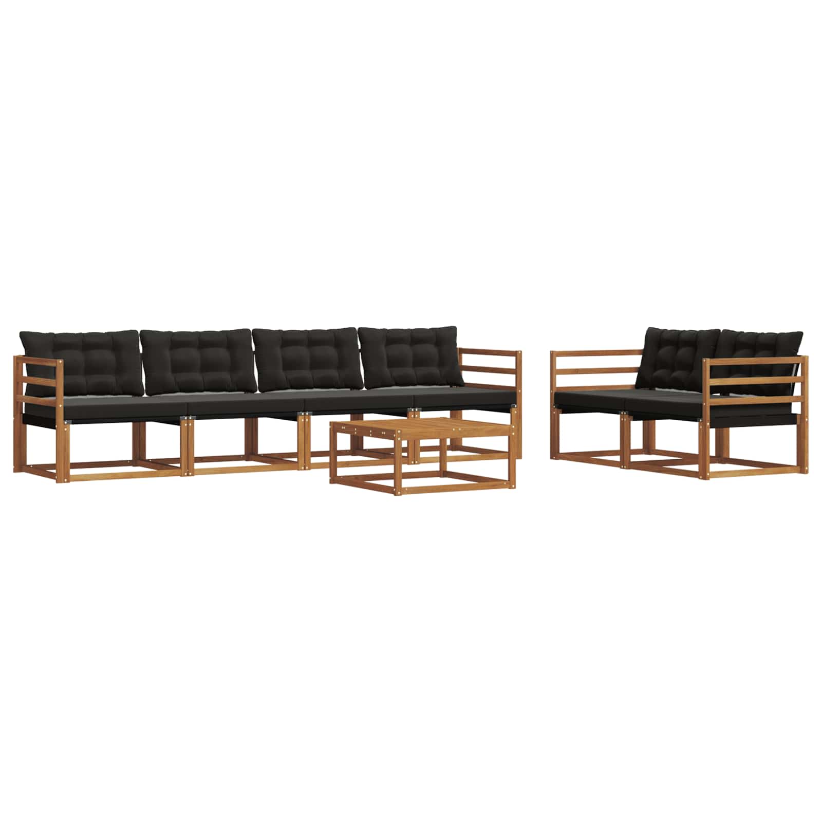 Ensemble de canapés d'extérieur 7 pcs Naturel et Noir - XIOS