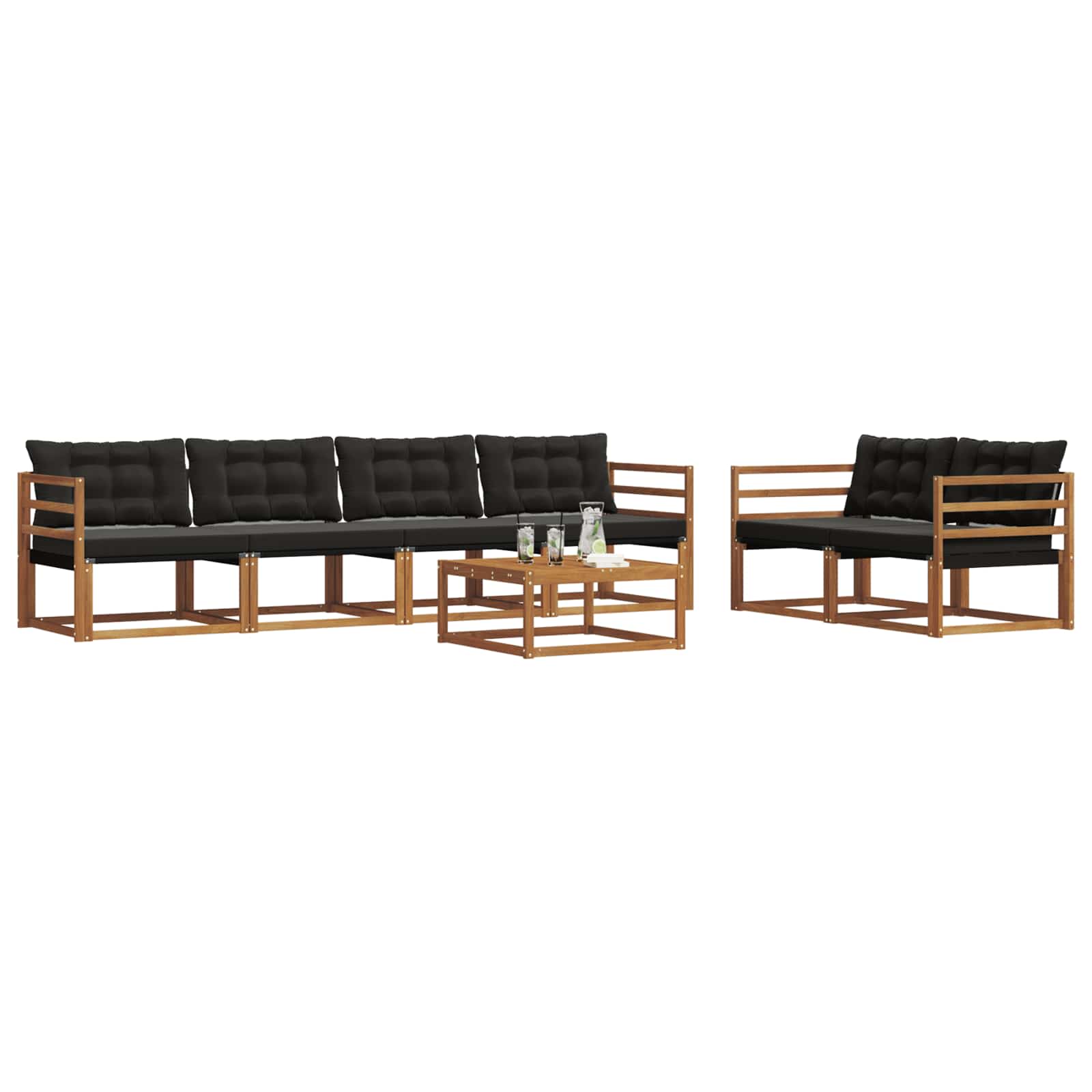 Ensemble de canapés d'extérieur 7 pcs Naturel et Noir - XIOS