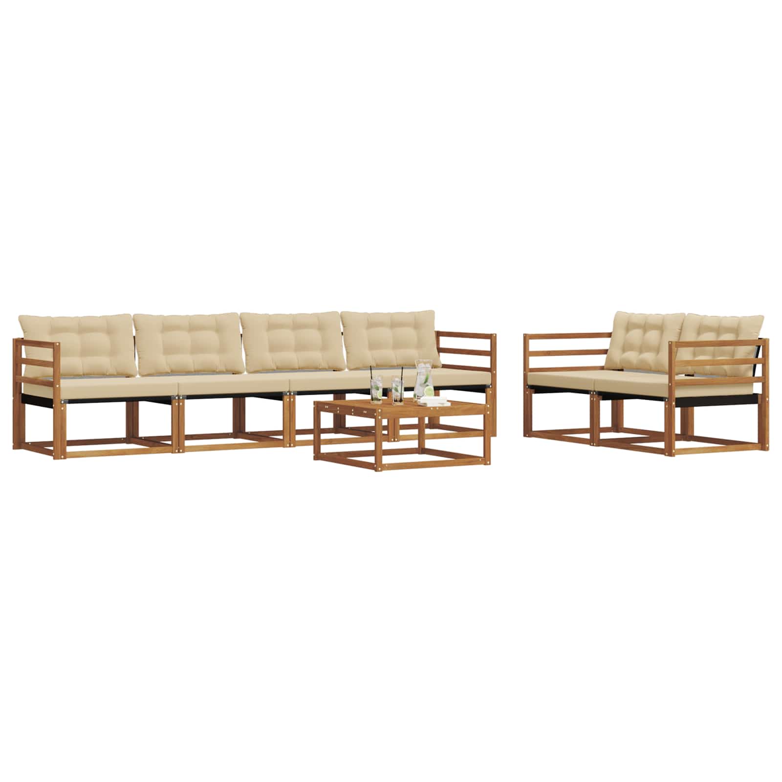 Ensemble de canapés d'extérieur 7 pcs Naturel et Beige - XIOS