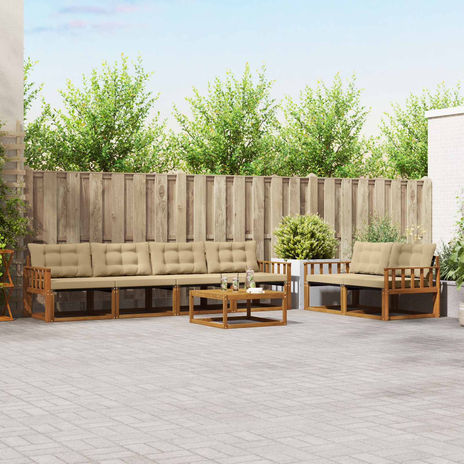Ensemble de canapés d'extérieur 7 pcs Naturel et Beige - XIOS