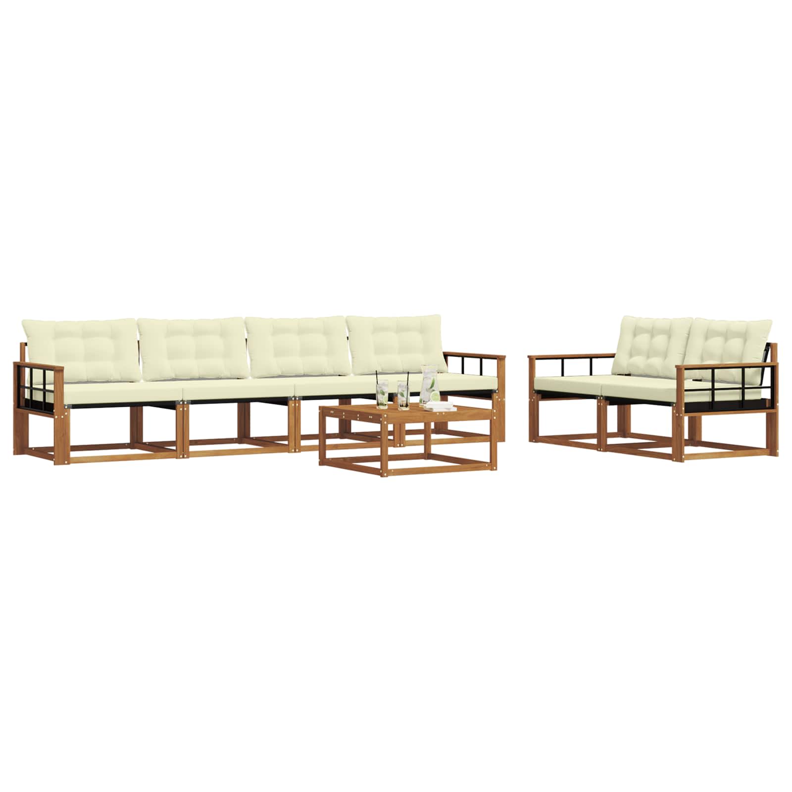 Ensemble de canapés d'extérieur 7 pcs Naturel et Crème - XIOS