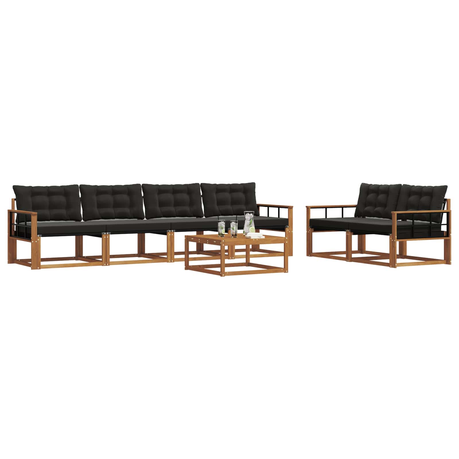 Ensemble de canapés d'extérieur 7 pcs Naturel et Noir - XIOS