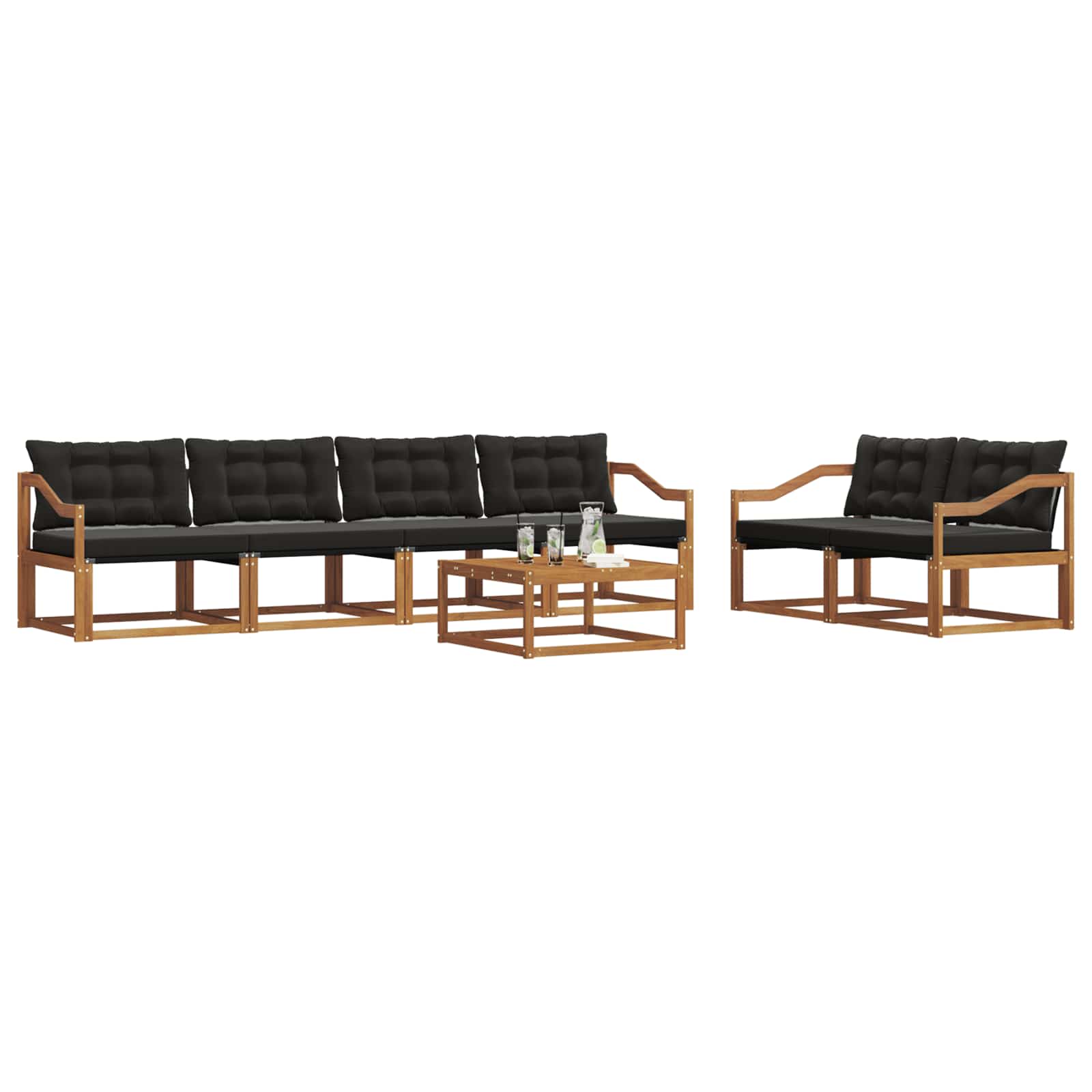 Ensemble de canapés d'extérieur 7 pcs Naturel et Noir - XIOS