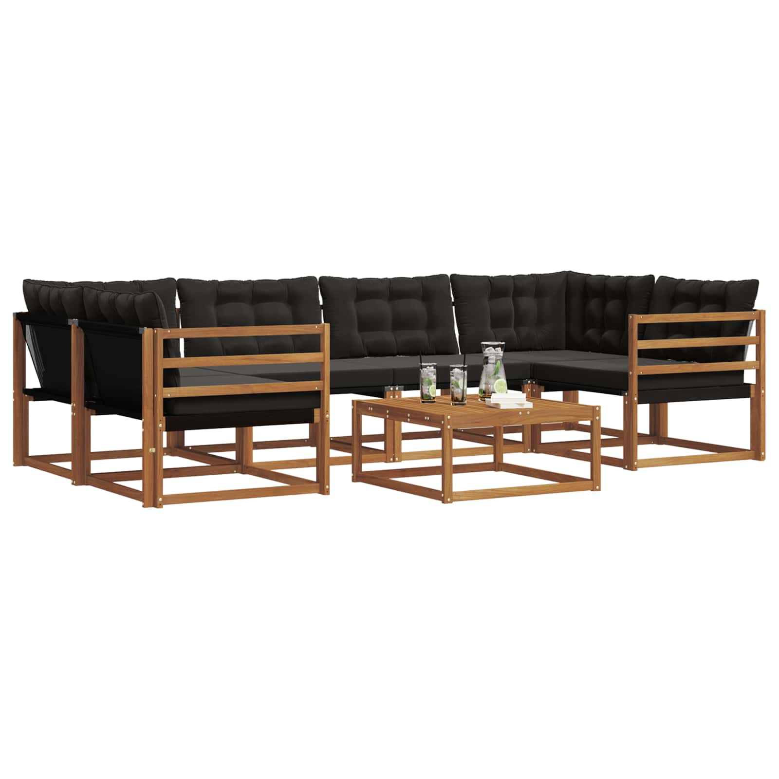 Ensemble de canapés d'extérieur 7 pcs Naturel et Noir - XIOS