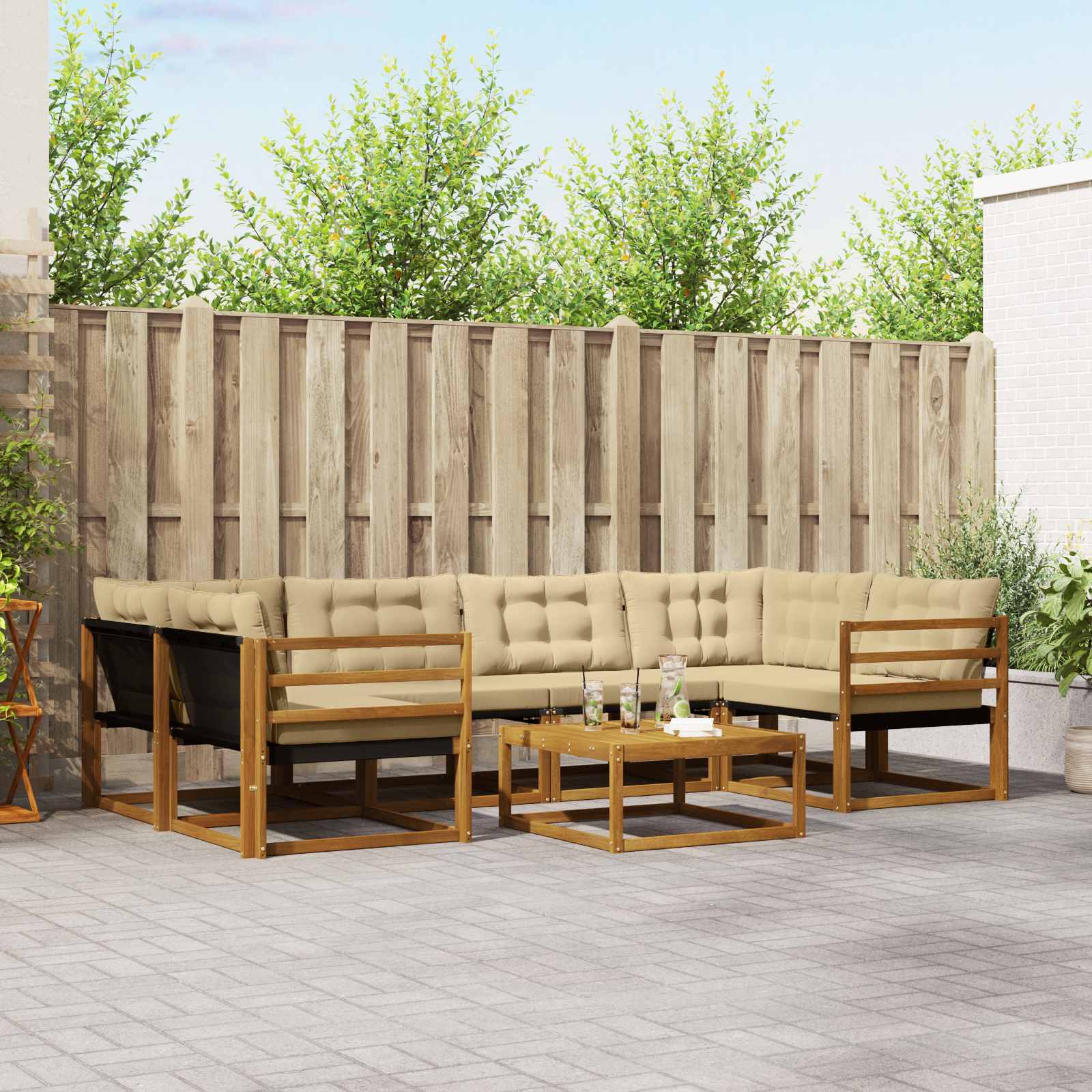 Ensemble de canapés d'extérieur 7 pcs Naturel et Beige - XIOS