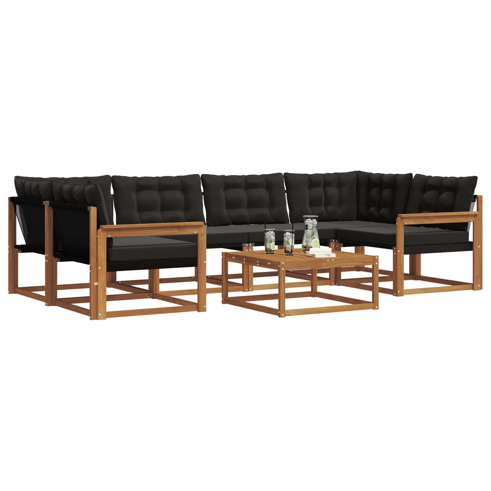 Ensemble de canapés d'extérieur 7 pcs Naturel et Noir - XIOS