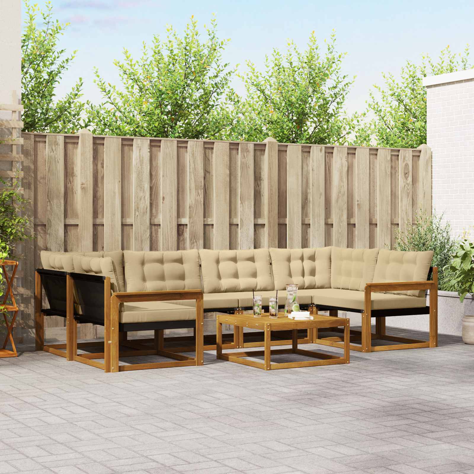 Ensemble de canapés d'extérieur 7 pcs Naturel et Beige - XIOS