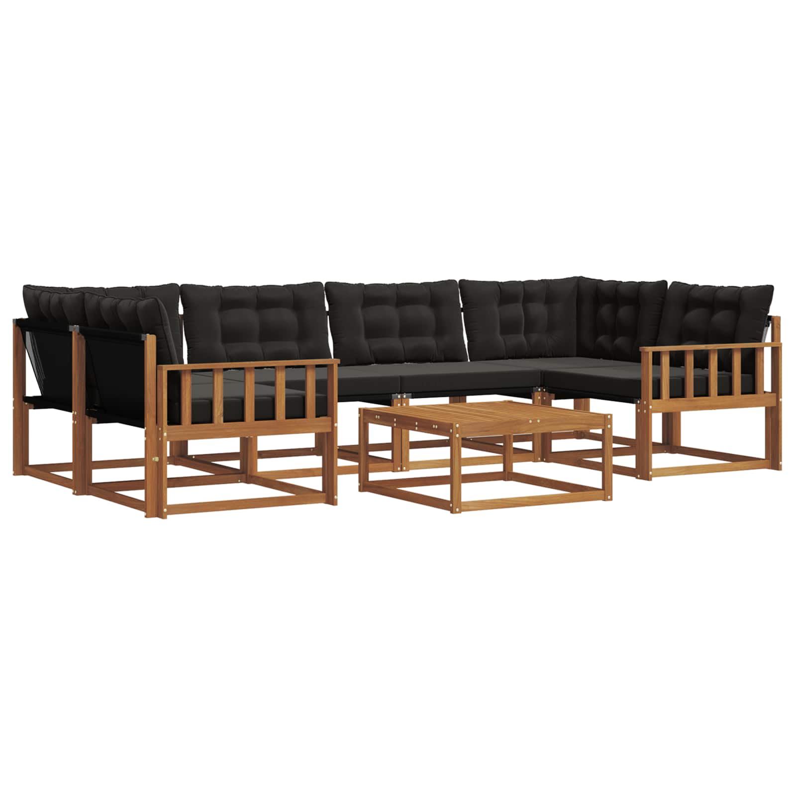 Ensemble de canapés d'extérieur 7 pcs Naturel et Noir - XIOS