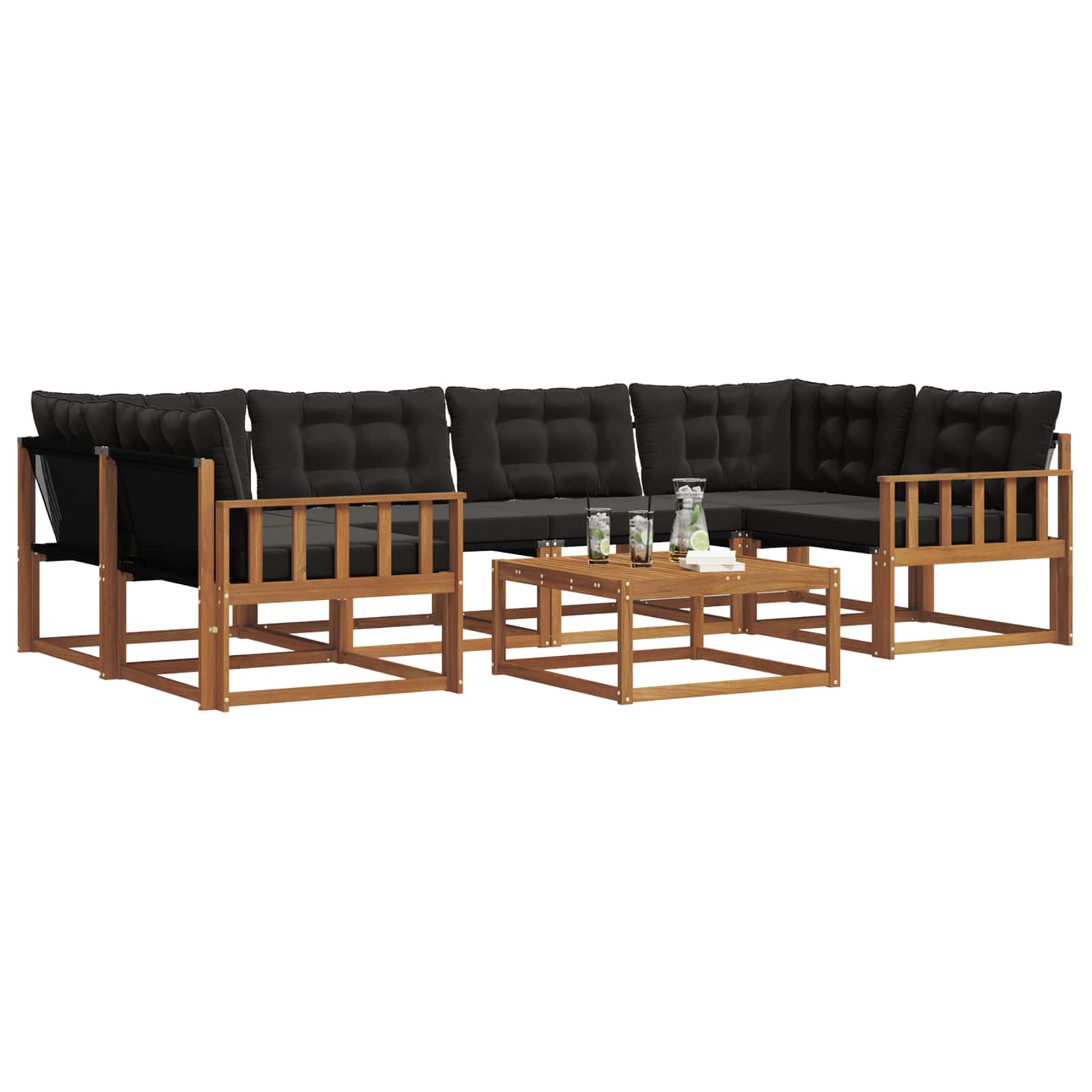 Ensemble de canapés d'extérieur 7 pcs Naturel et Noir - XIOS
