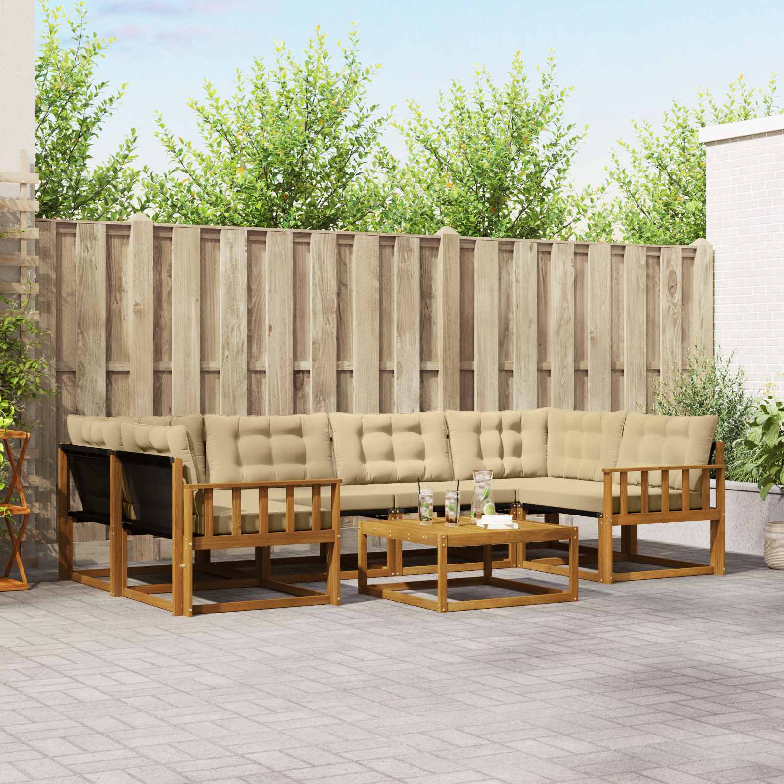 Ensemble de canapés d'extérieur 7 pcs Naturel et Beige - XIOS