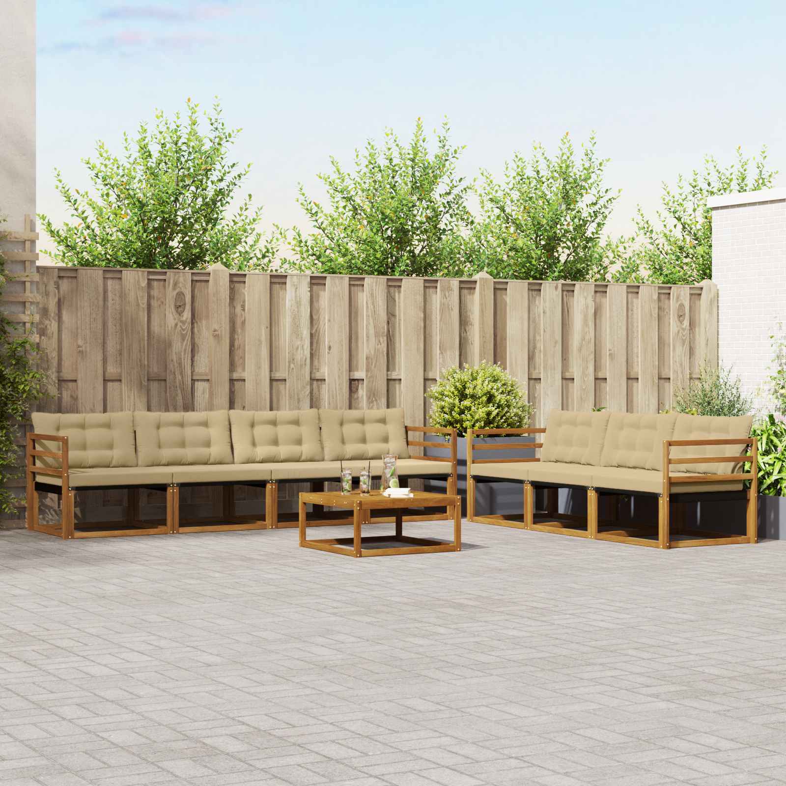 Ensemble de canapés d'extérieur 8 pcs Naturel et Beige - XIOS