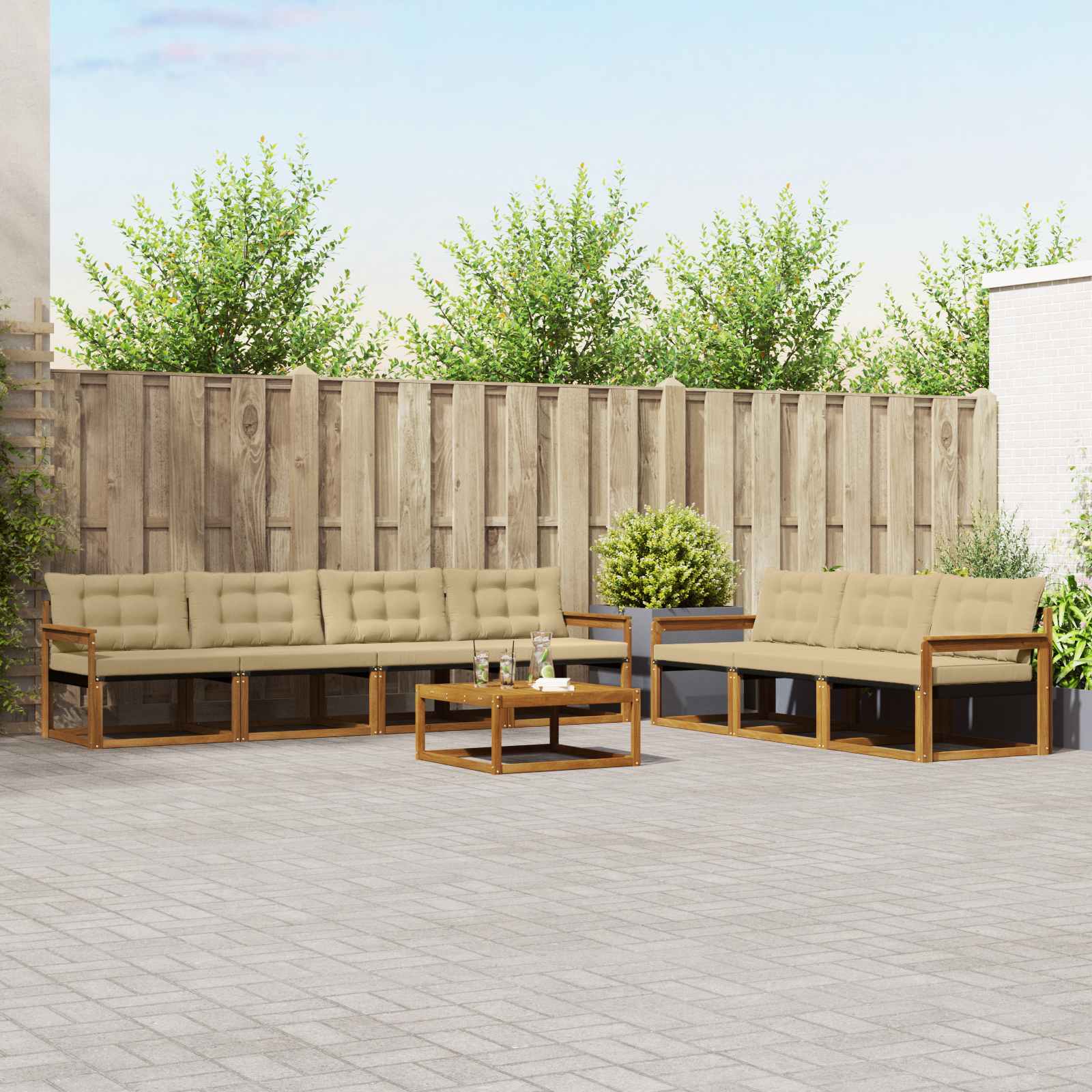Ensemble de canapés d'extérieur 8 pcs Naturel et Beige - XIOS