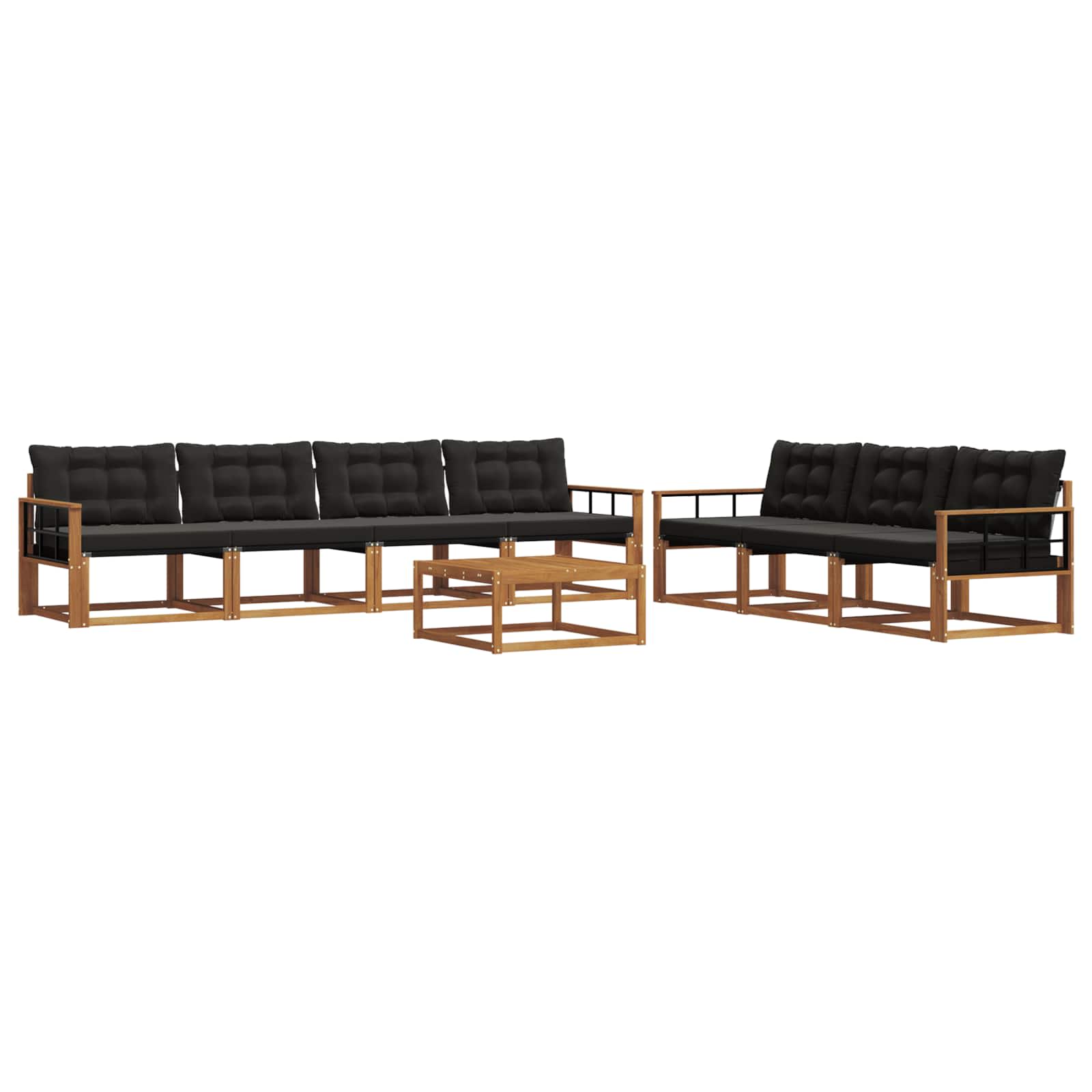 Ensemble de canapés d'extérieur 8 pcs Naturel et Noir - XIOS