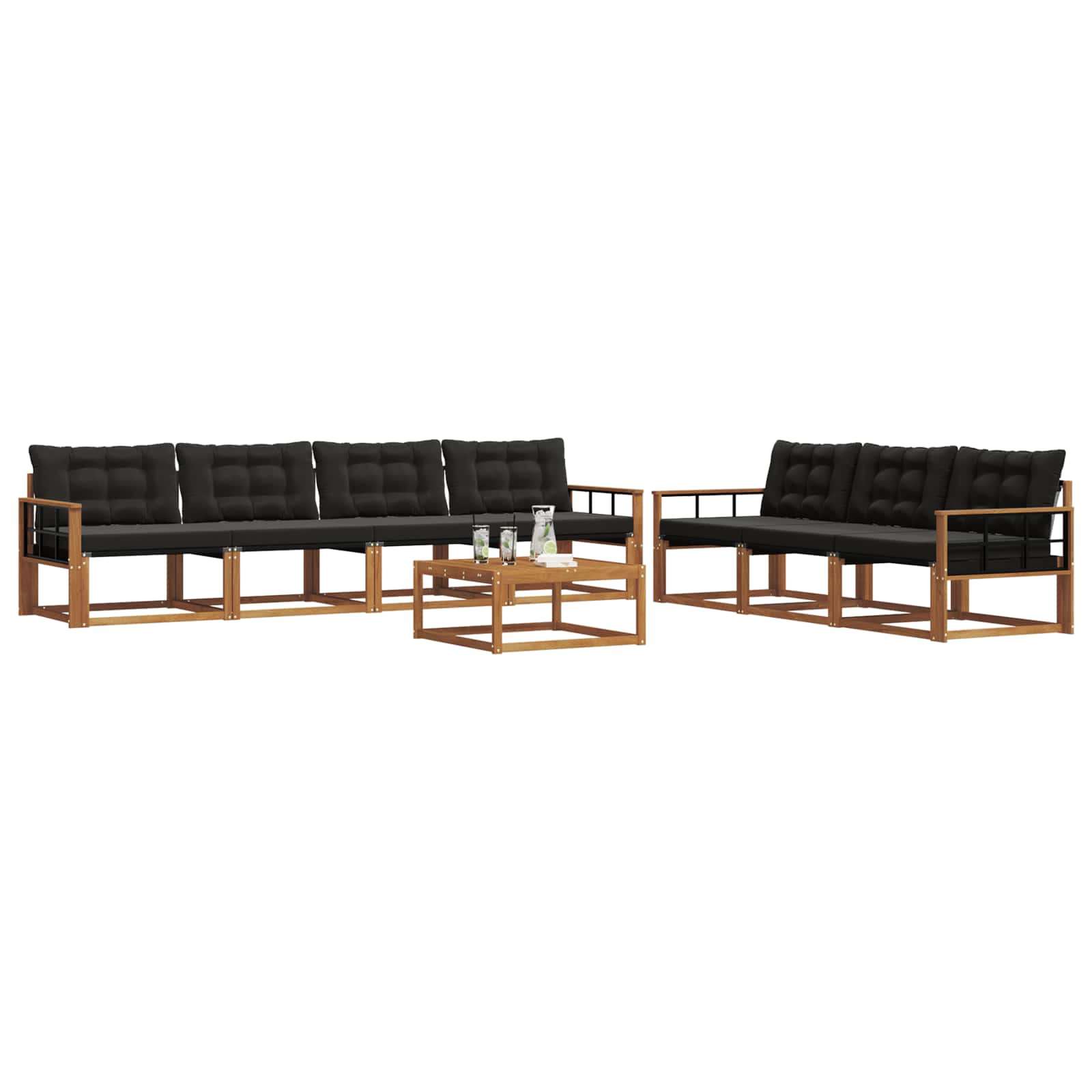 Ensemble de canapés d'extérieur 8 pcs Naturel et Noir - XIOS