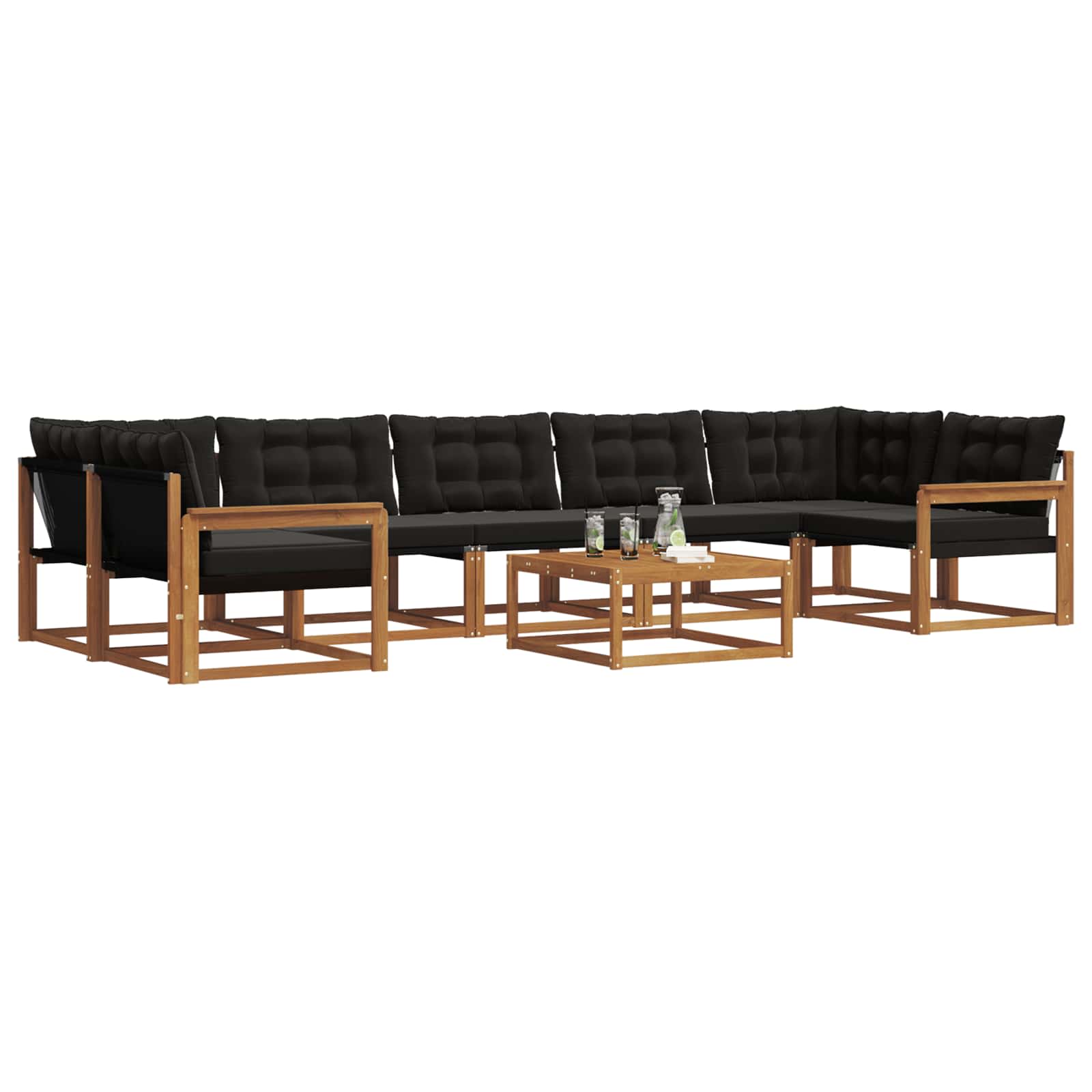 Ensemble de canapés d'extérieur 8 pcs Naturel et Noir - XIOS