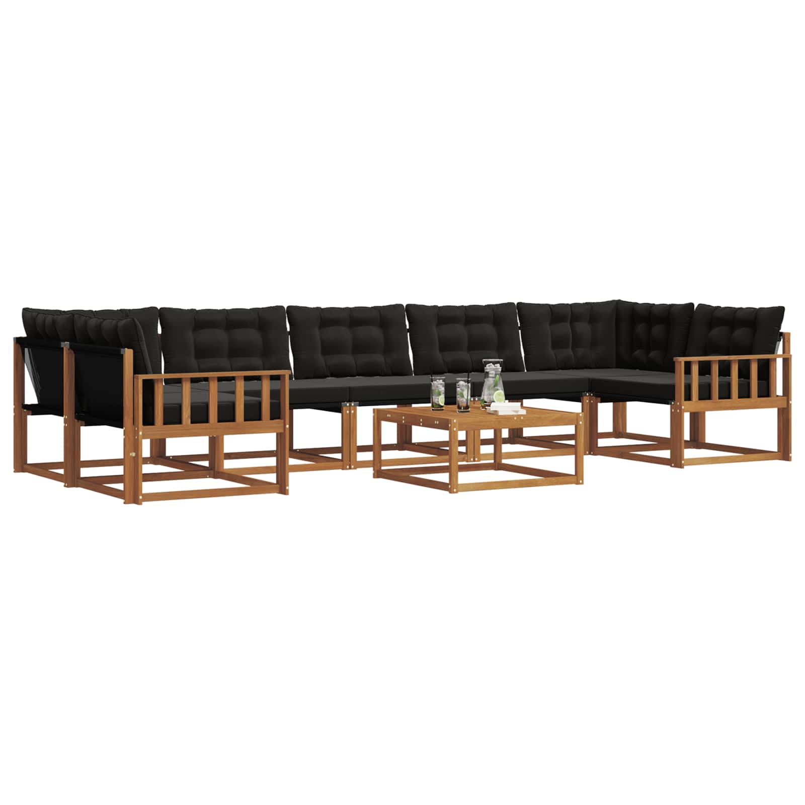 Ensemble de canapés d'extérieur 8 pcs Naturel et Noir - XIOS