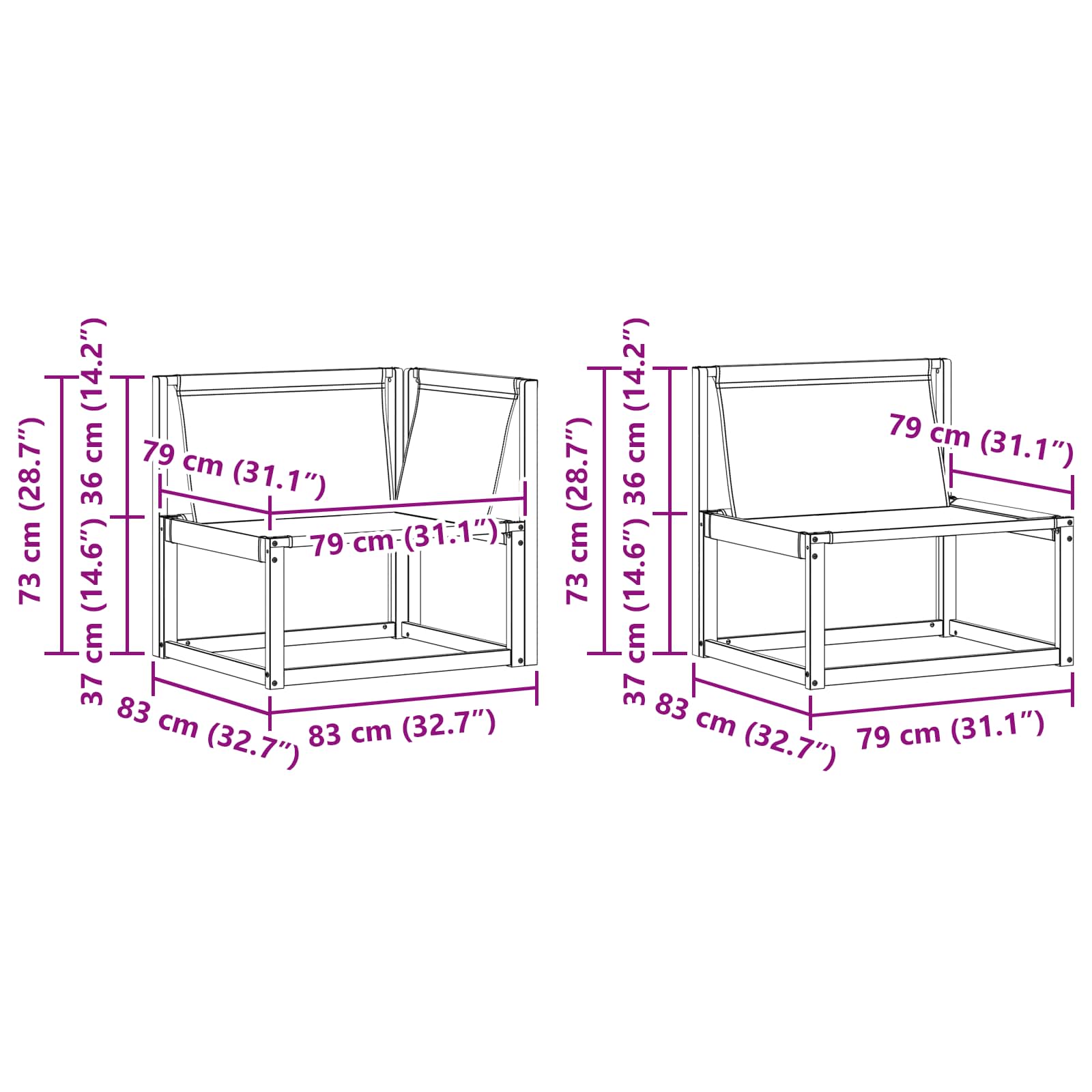 Ensemble de canapés d'extérieur 8 pcs Naturel et Noir - XIOS
