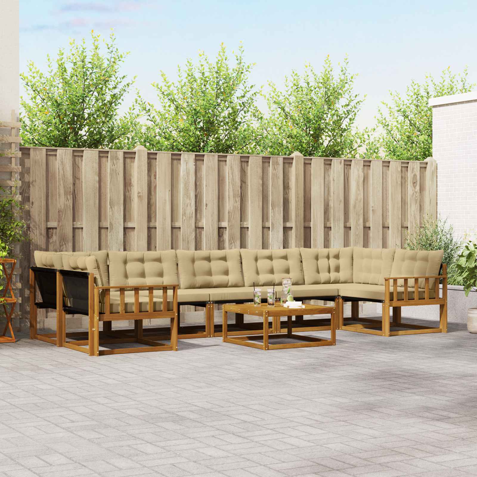 Ensemble de canapés d'extérieur 8 pcs Naturel et Beige - XIOS