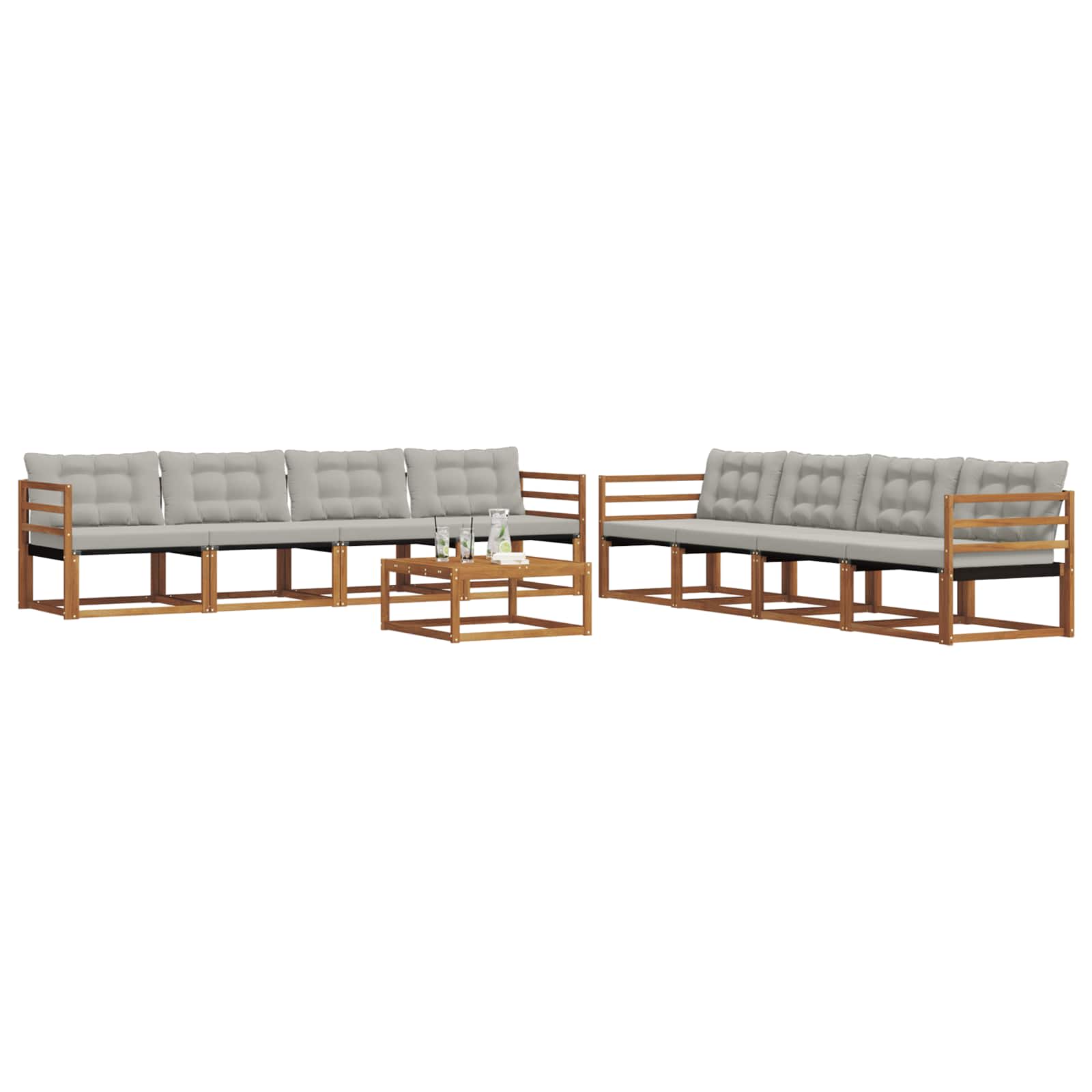 Ensemble de canapés d'extérieur 9 pcs Gris Naturel et Clair - XIOS