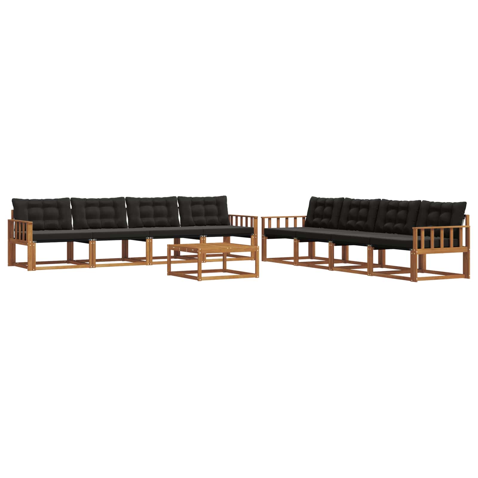 Ensemble de canapés d'extérieur 9 pcs Naturel et Noir - XIOS