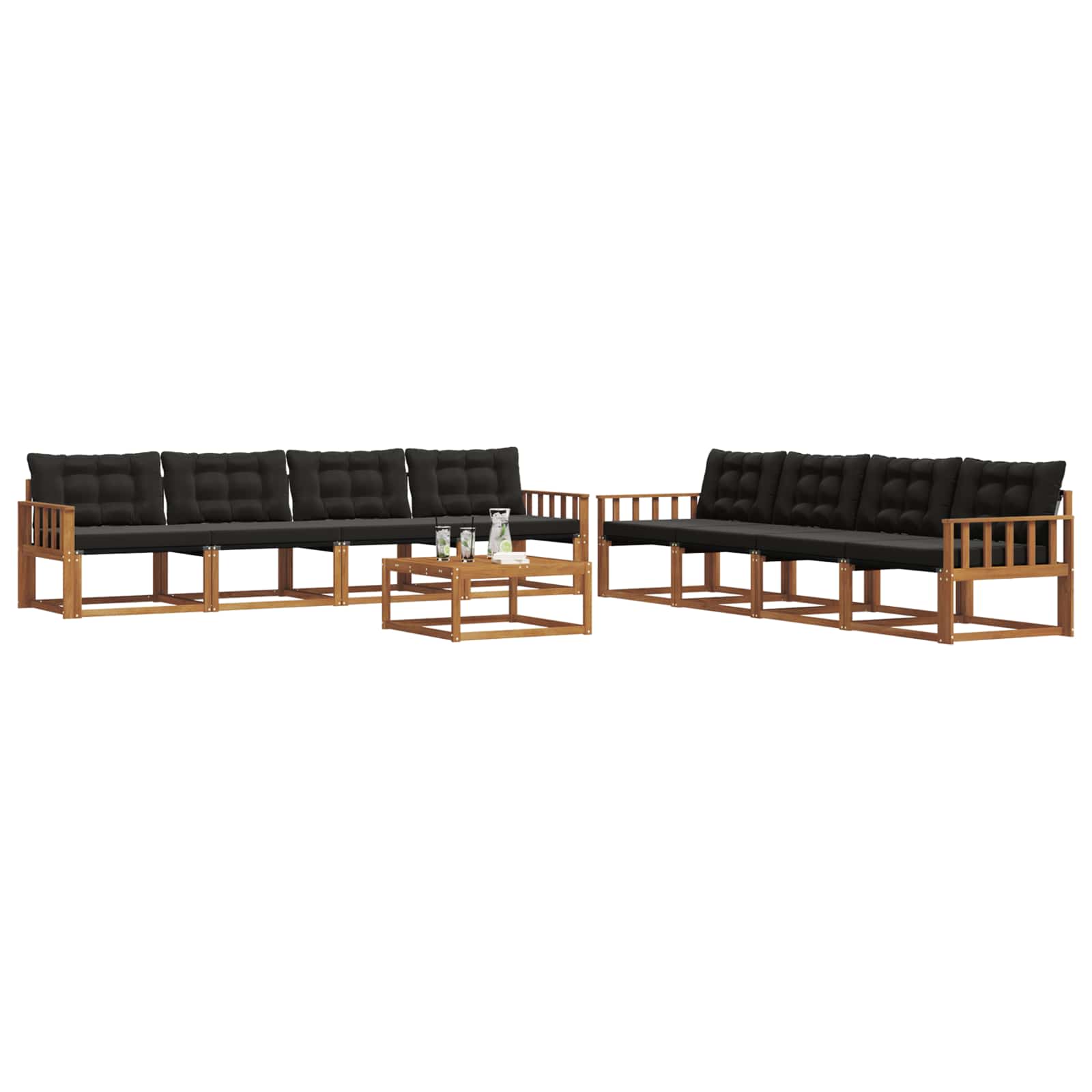 Ensemble de canapés d'extérieur 9 pcs Naturel et Noir - XIOS