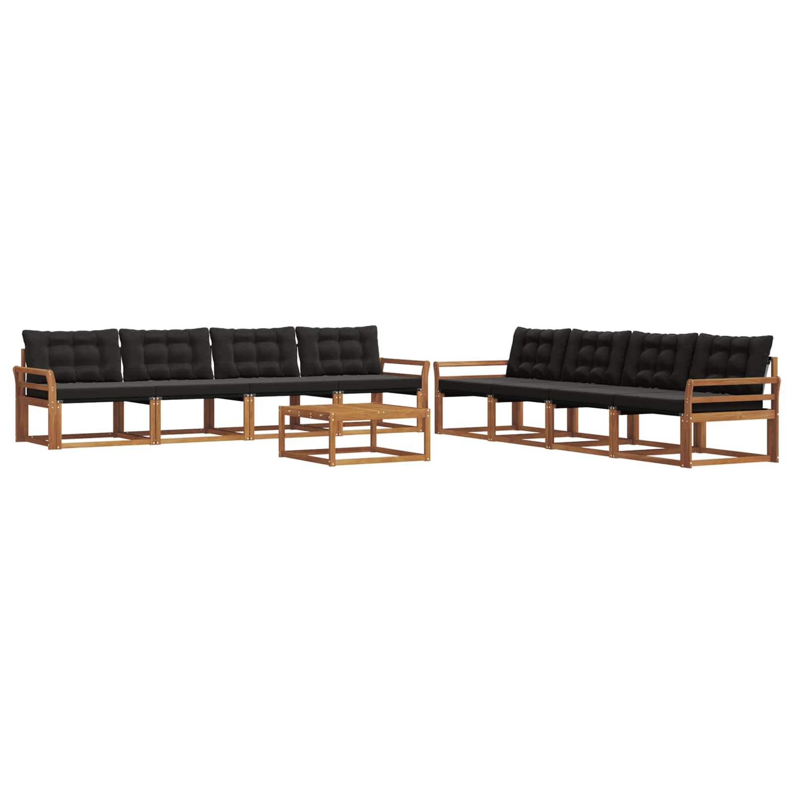 Ensemble de canapés d'extérieur 9 pcs Naturel et Noir - XIOS