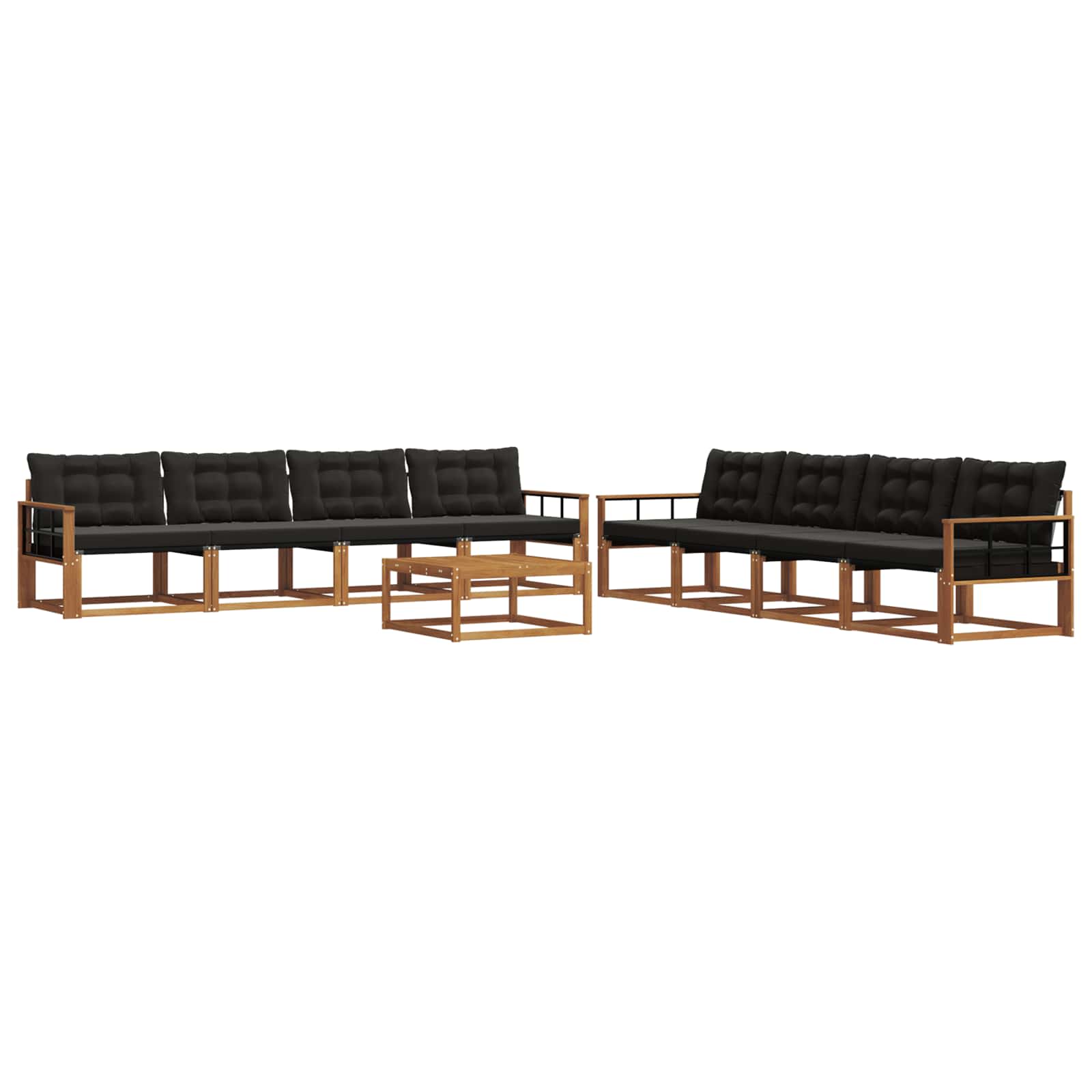 Ensemble de canapés d'extérieur 9 pcs Naturel et Noir - XIOS