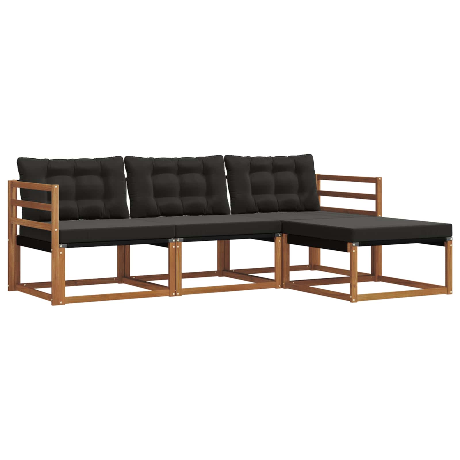 Ensemble de canapés d'extérieur 4 pcs Naturel et Noir - XIOS