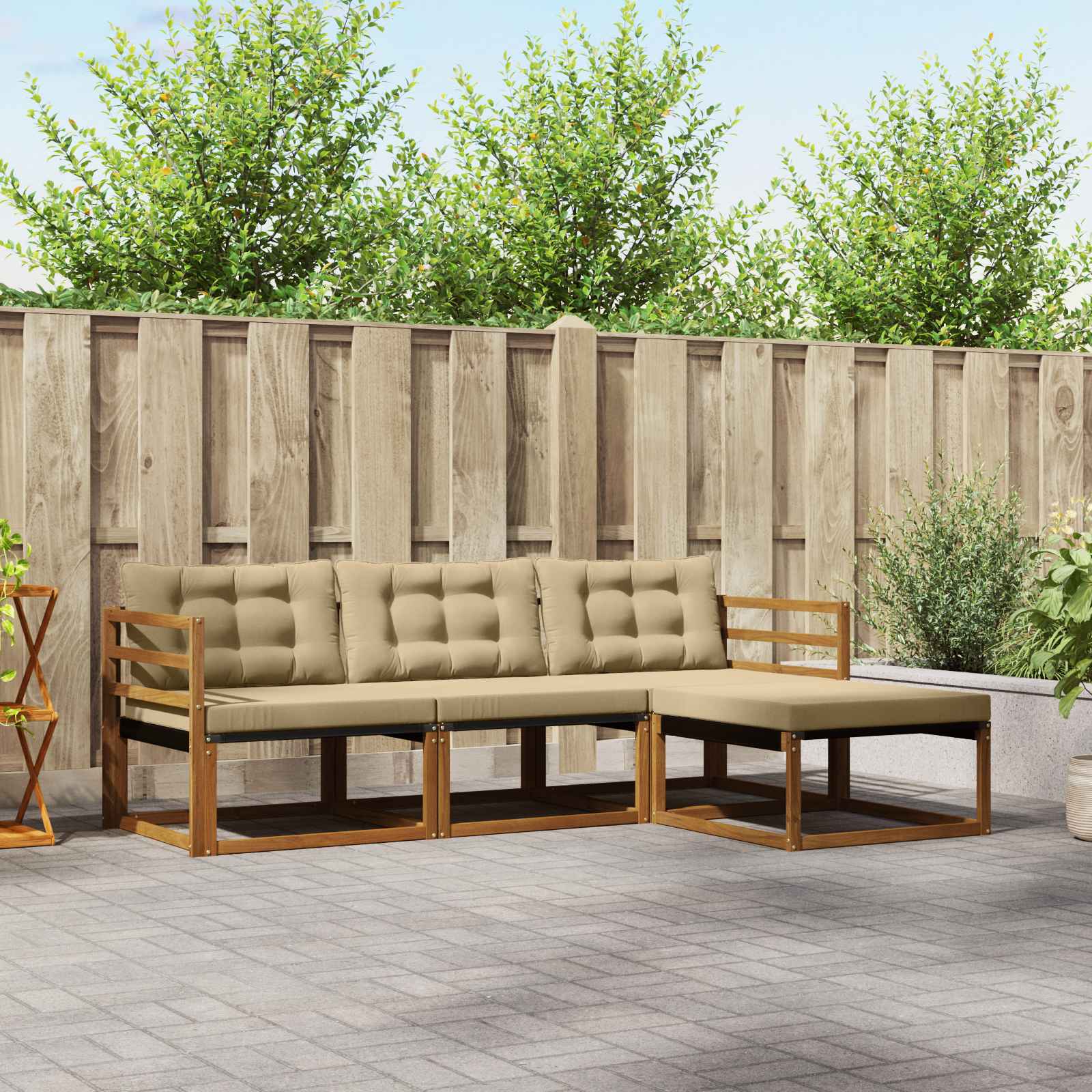 Ensemble de canapés d'extérieur 4 pcs Naturel et Beige - XIOS